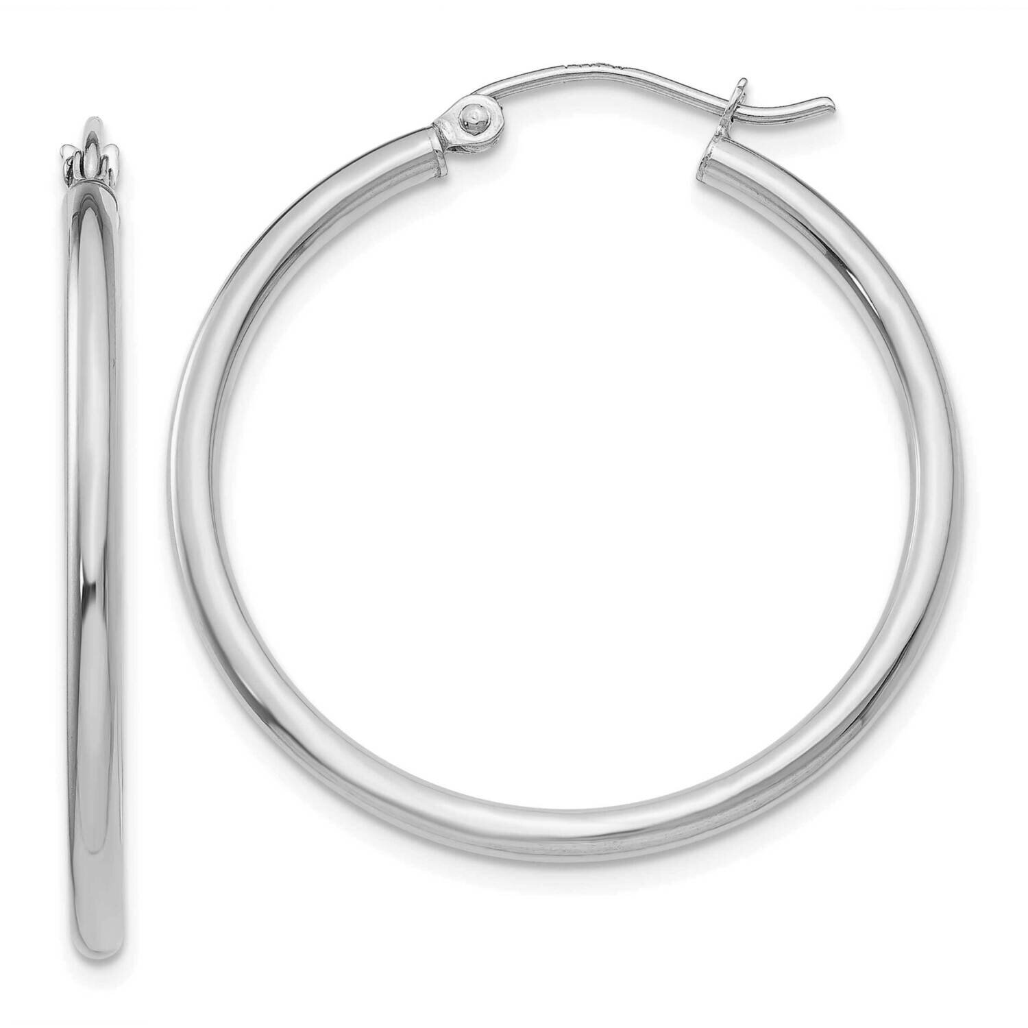 Polished 2mm Lightweight Tube Hoop Earrings 10k White Gold 10T826L, MPN: 10T826L, 191101566462