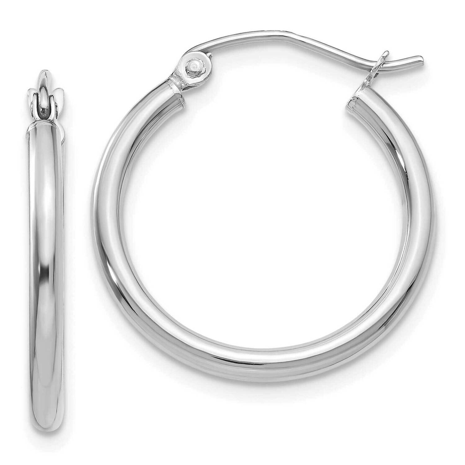 Polished 2mm Lightweight Tube Hoop Earrings 10k White Gold 10T828L, MPN: 10T828L, 191101566448