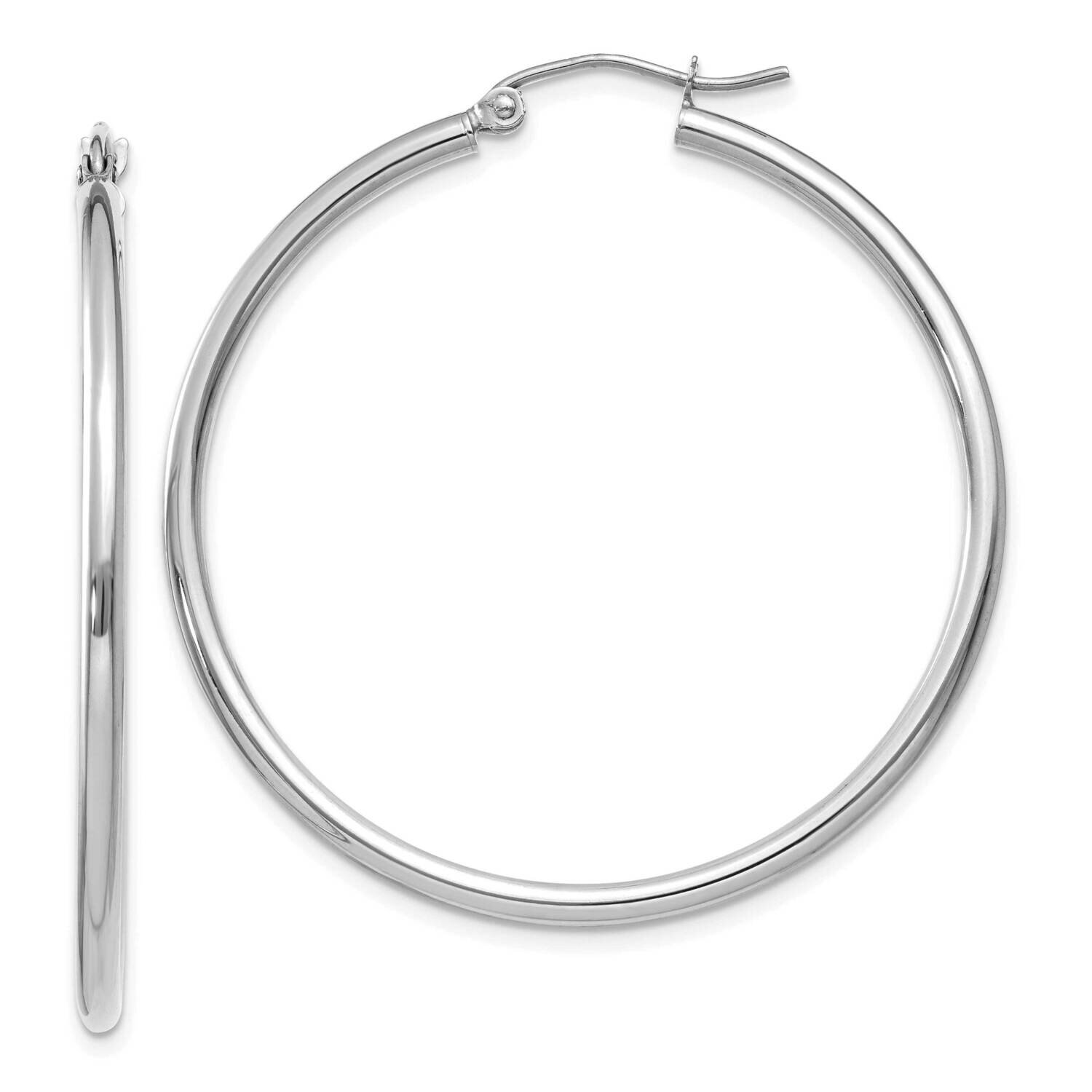 Polished 2mm Lightweight Hoop Earrings 10k White Gold 10T831L, MPN: 10T831L, 191101566417