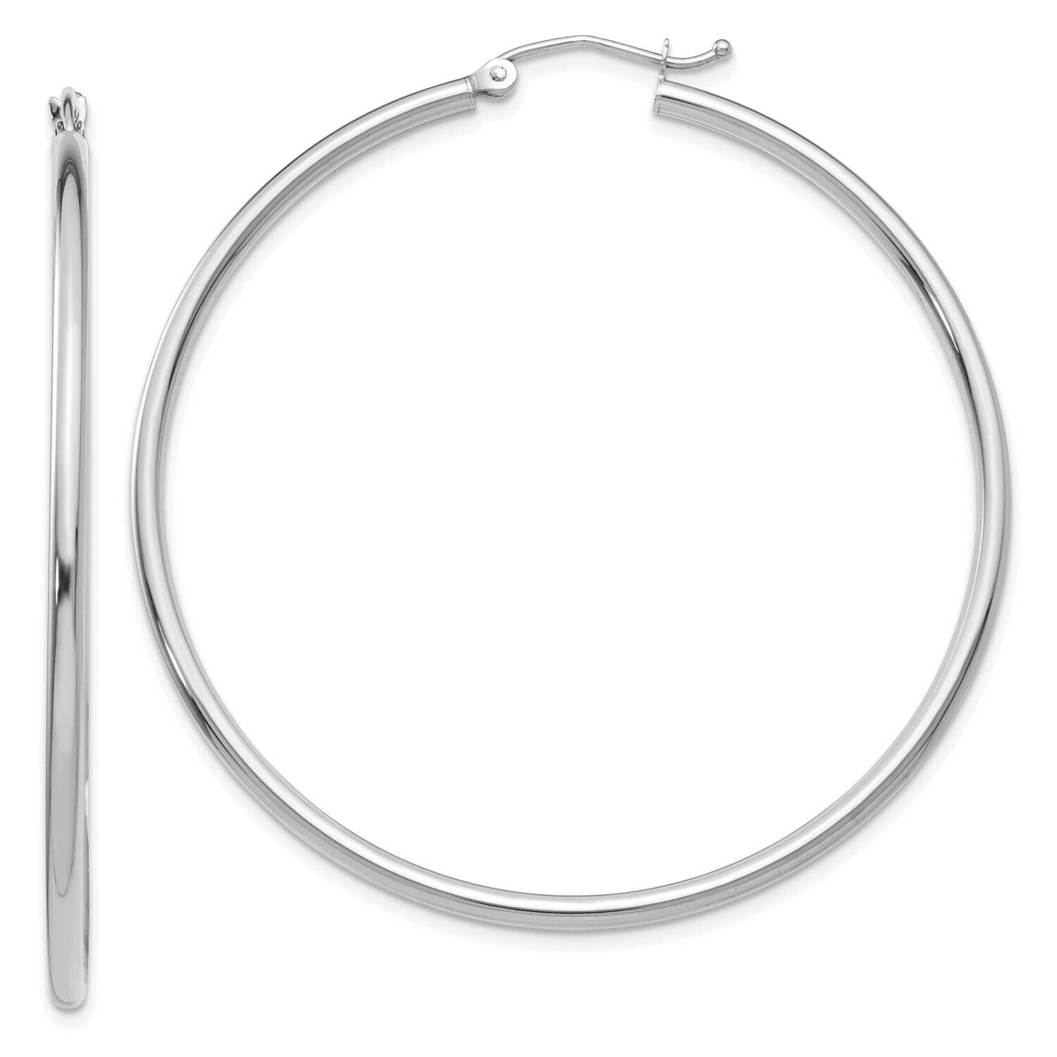 Polished 2mm Lightweight Tube Hoop Earrings 10k White Gold 10T833L, MPN: 10T833L, 191101566394