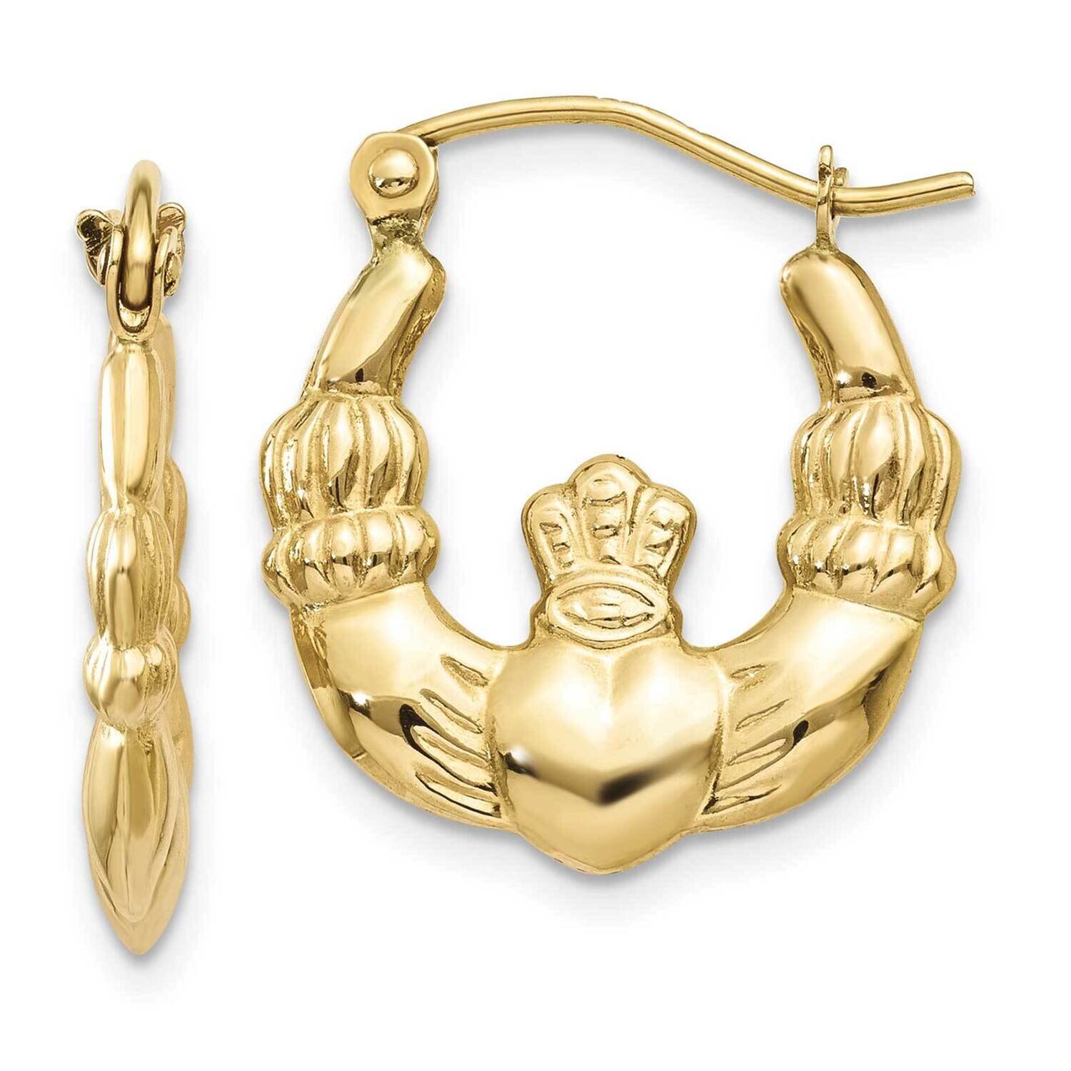 Claddagh Hoop Earrings 10k Gold Polished 10T899, MPN: 10T899, 191101566257