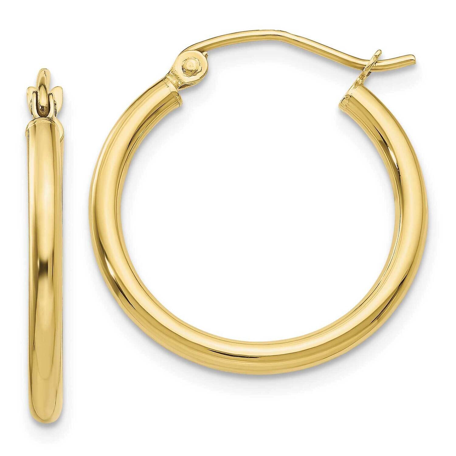 2mm Lightweight Tube Hoop Earrings 10k Gold Polished 10T916L, MPN: 10T916L, 191101566196
