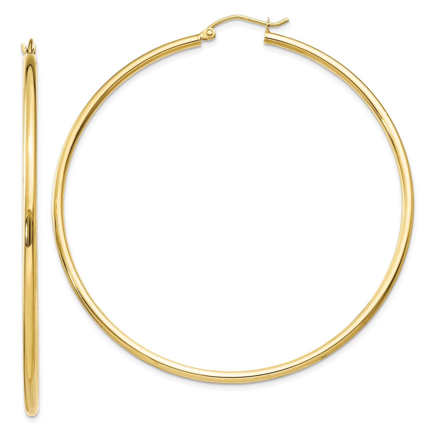 2mm Lightweight Tube Hoop Earrings 10k Gold Polished 10T923L, MPN: 10T923L, 191101566127