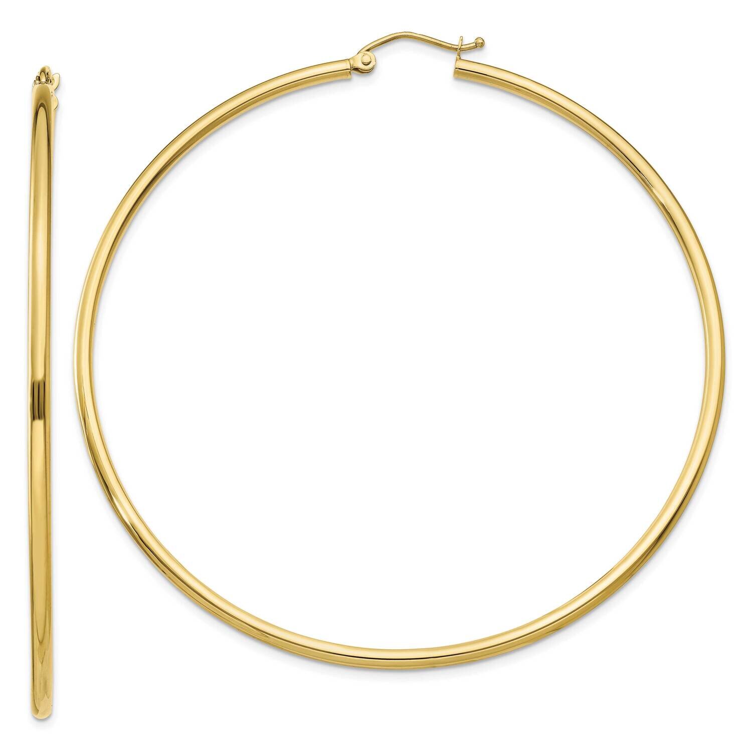 2mm Lightweight Tube Hoop Earrings 10k Gold Polished 10T924L, MPN: 10T924L, 191101566110