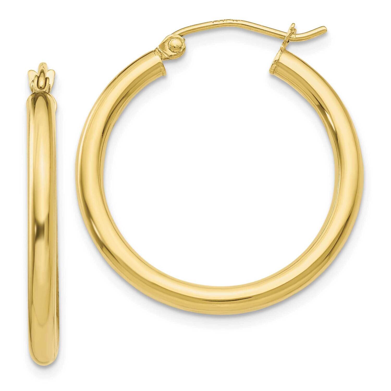 2.5mm Lightweight Tube Hoop Earrings 10k Gold Polished 10T932L
