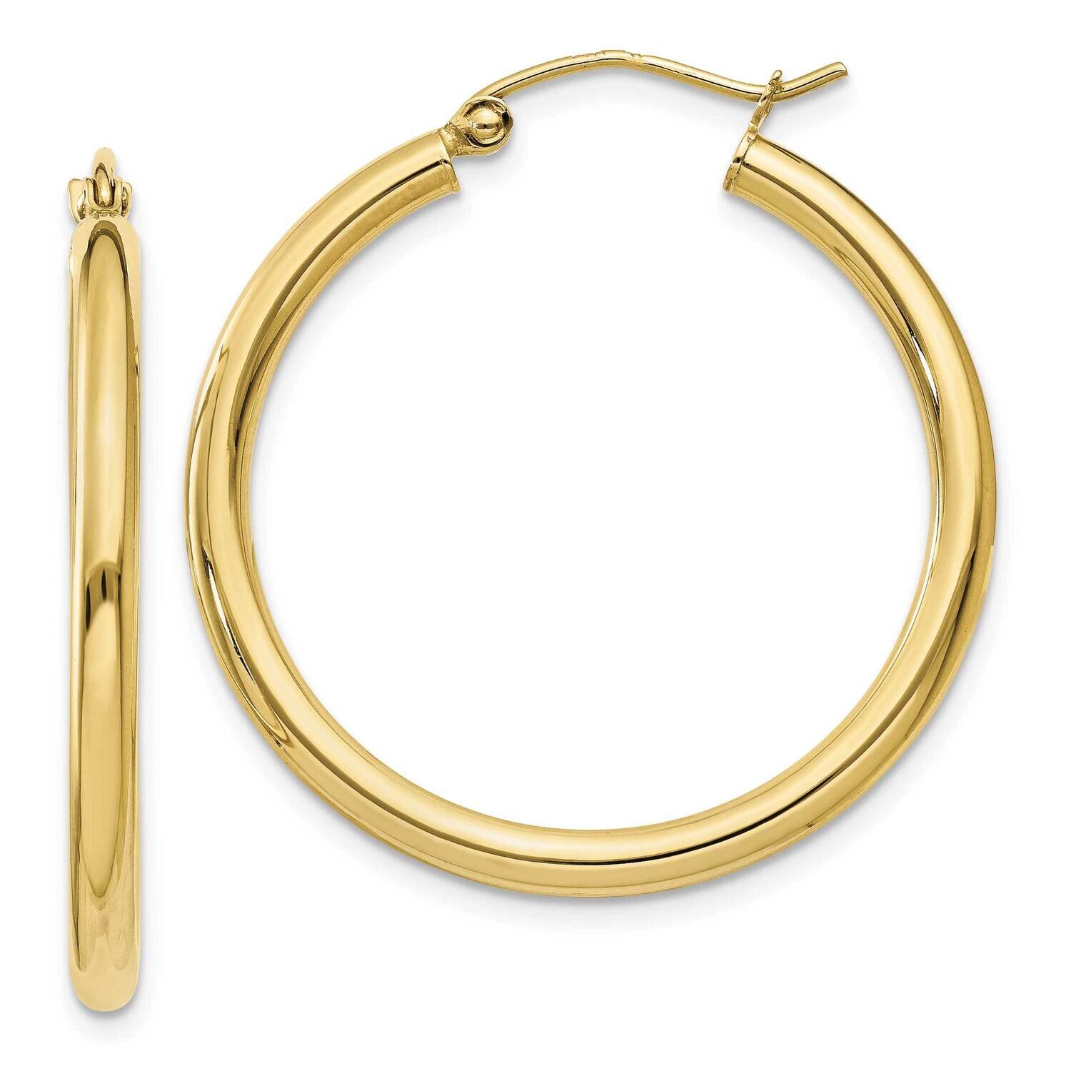 2.5mm Lightweight Tube Hoop Earrings 10k Gold Polished 10T933L
