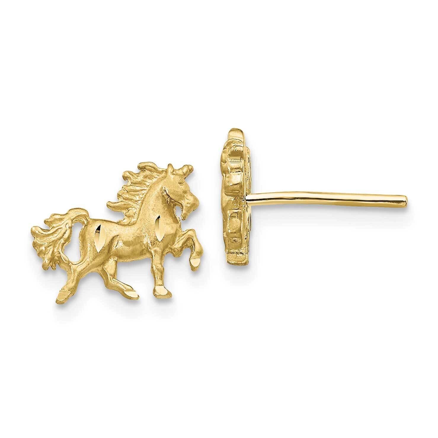 Satin Diamond-Cut Unicorn Post Earrings 10k Gold 10TC1004