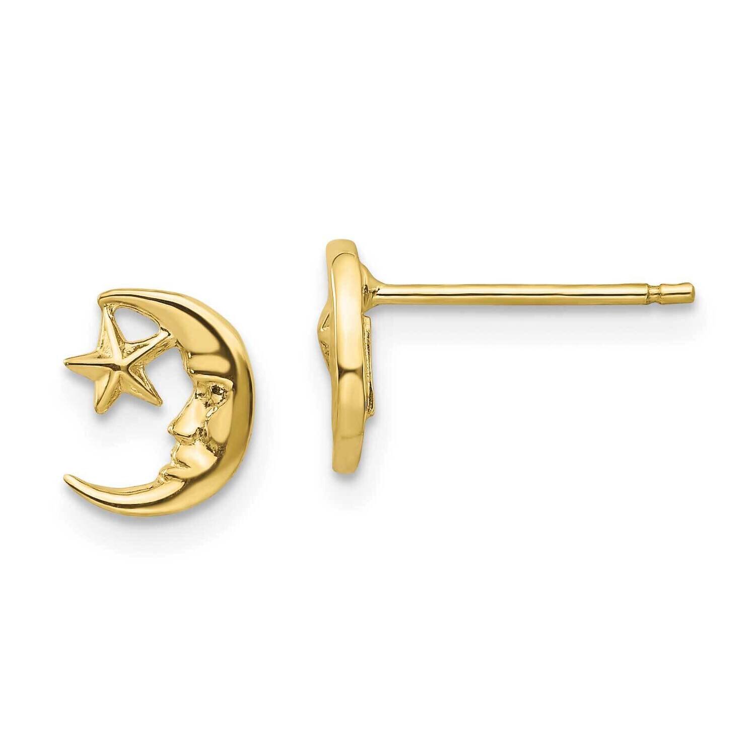Moon and Star Post Earrings 10k Gold 10TC620, MPN: 10TC620, 191101565861