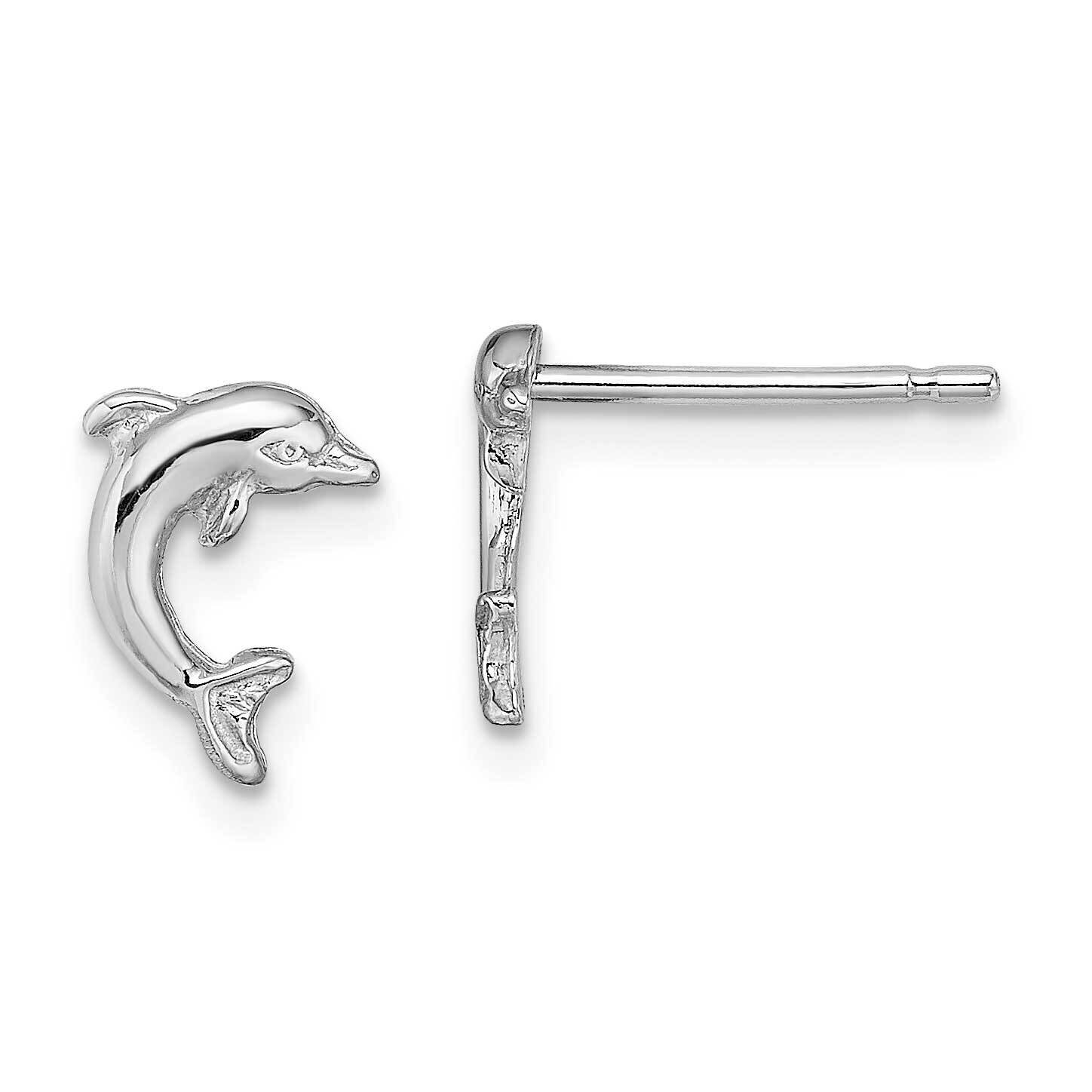 Mini Jumping Dolphin Post Earrings 10k White Gold 10TE620W, MPN: 10TE620W, 191101565793