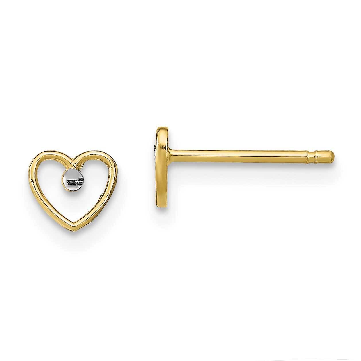 Rhodium Diamond-Cut Heart Post Earrings 10k Gold 10TE932, MPN: 10TE932, 191101565557