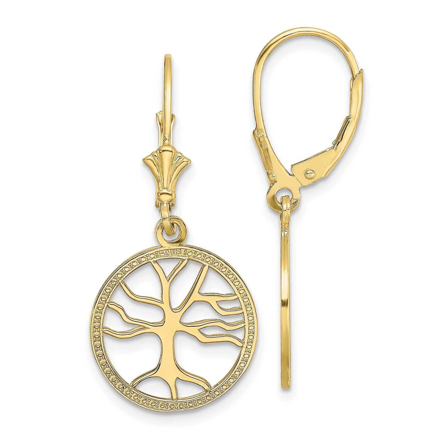 Tree of Life In Round Frame Leverback Earrings 10k Gold 10TF1781, MPN: 10TF1781, 191101565465