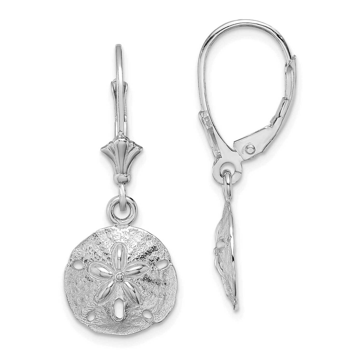 Polished Sand Dollar Leverback Earrings 10k White Gold 10TF1816W, MPN: 10TF1816W, 191101565403