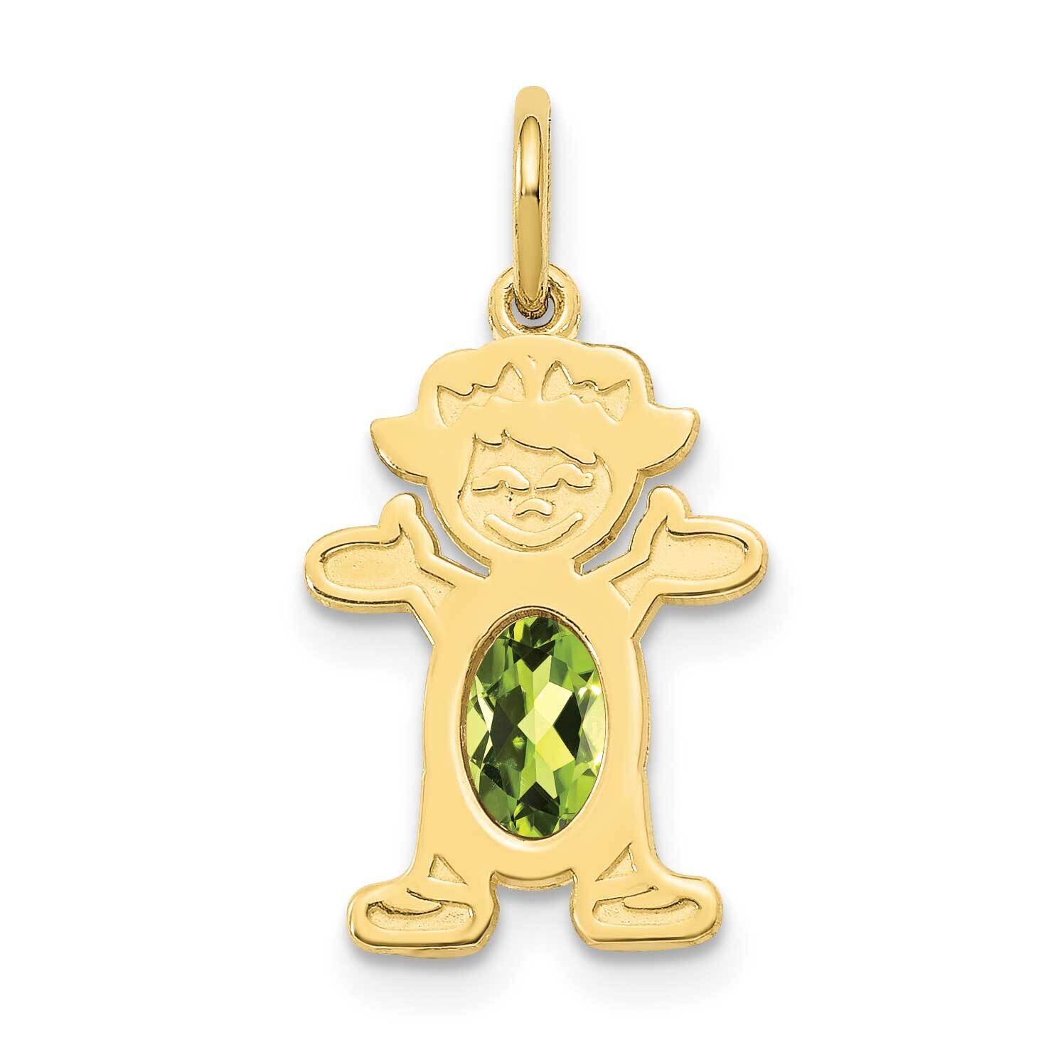 Girl Charm 6x4 Oval Genuine Peridot-August 10k Gold 10XCK24, MPN: 10XCK24,
