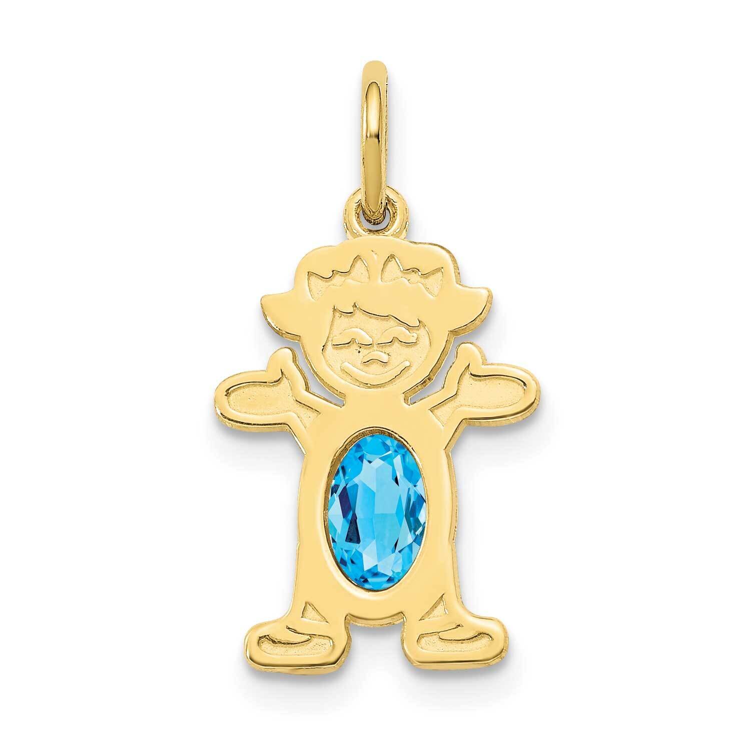 Girl Charm 6x4 Oval Genuine Blue Topaz-December 10k Gold 10XCK32, MPN: 10XCK32,