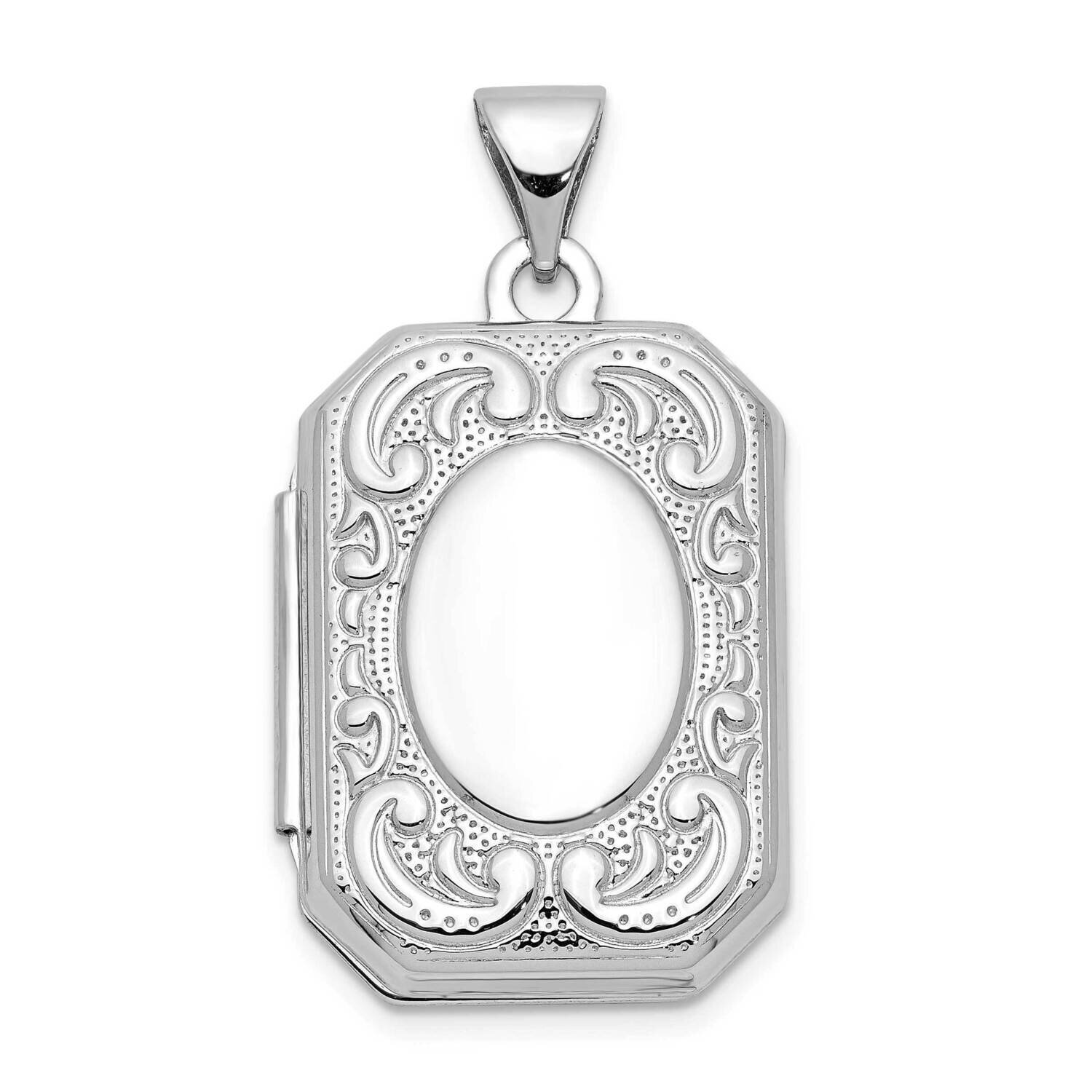 20mm Book Scroll Border Locket 10k White Gold 10XL558, MPN: 10XL558,