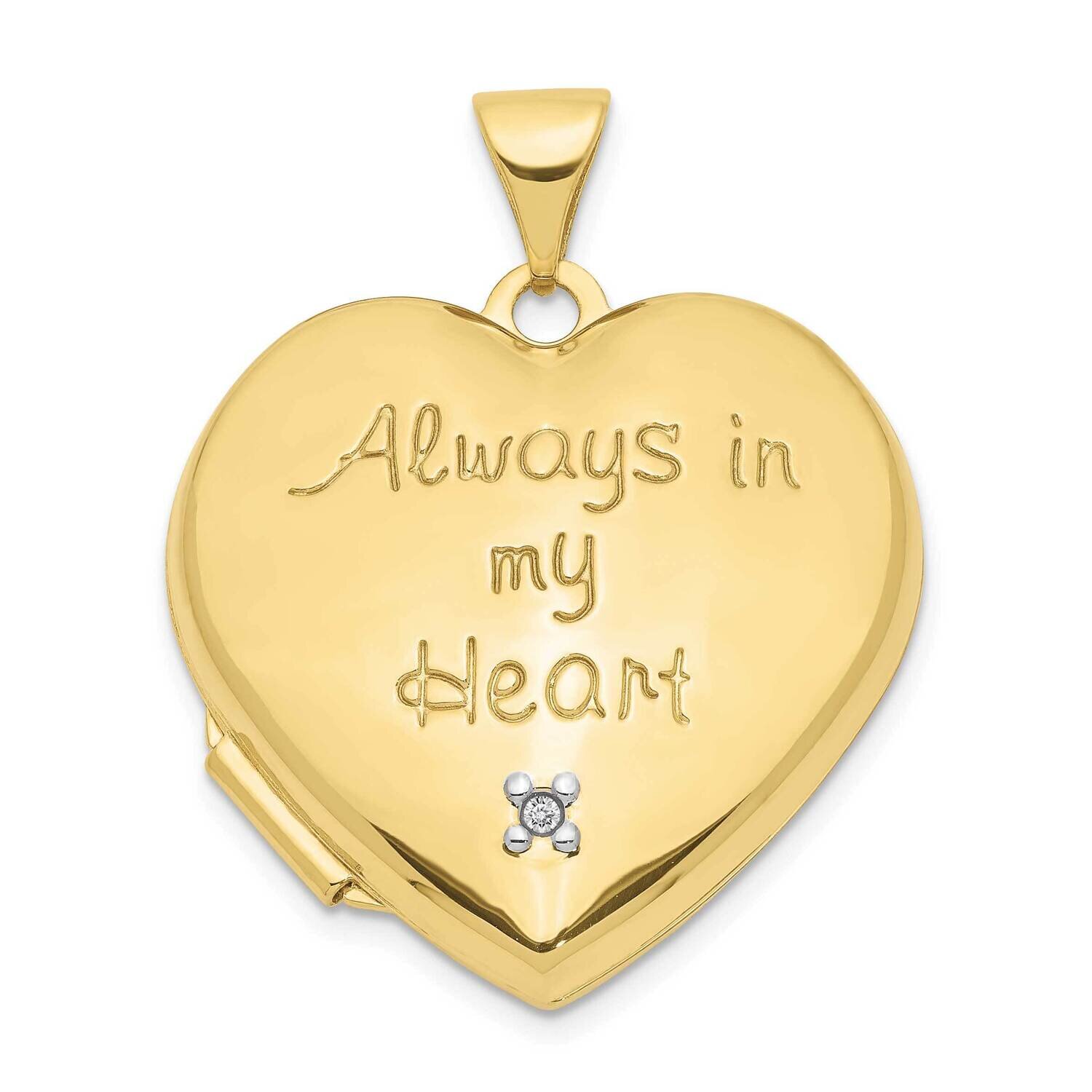 21mm Heart with Diamond Locket (Heart Charm Inside Locket) 10k Gold 10XL638, MPN: 10XL638,