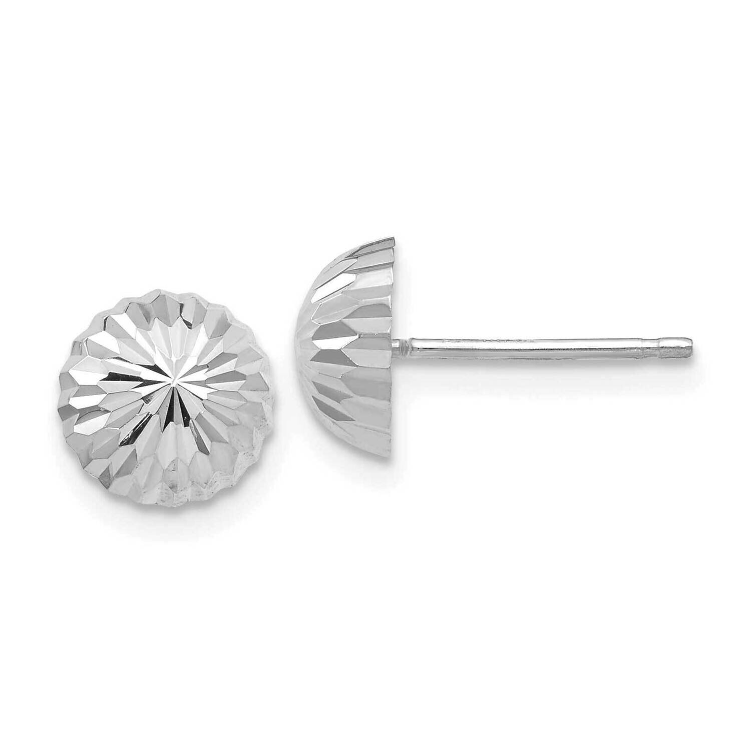 Polished &amp; Diamond-Cut Half Ball Post Earrings 10k White Gold 10XWE207, MPN: 10XWE207, 191101661846