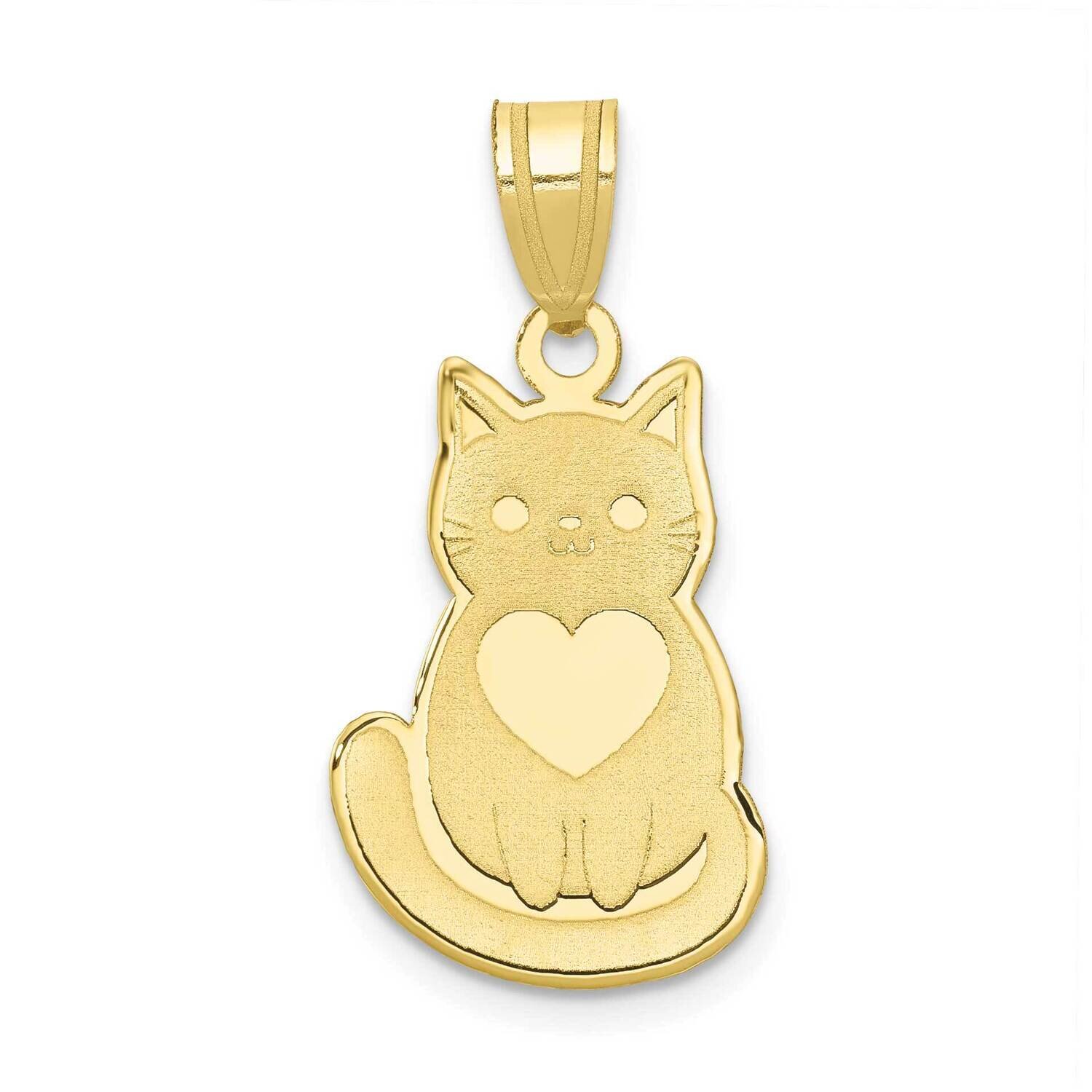 Laser Cut Cat with Heart Charm 10k Gold 10YC1181