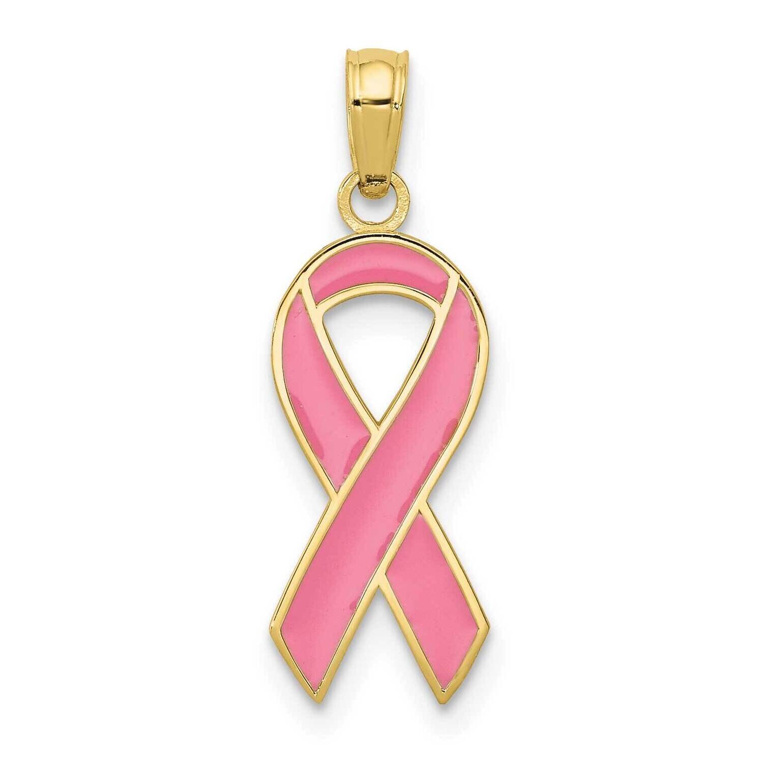 Pink Enameled Awareness Ribbon Pendant 10k Gold 10YC948