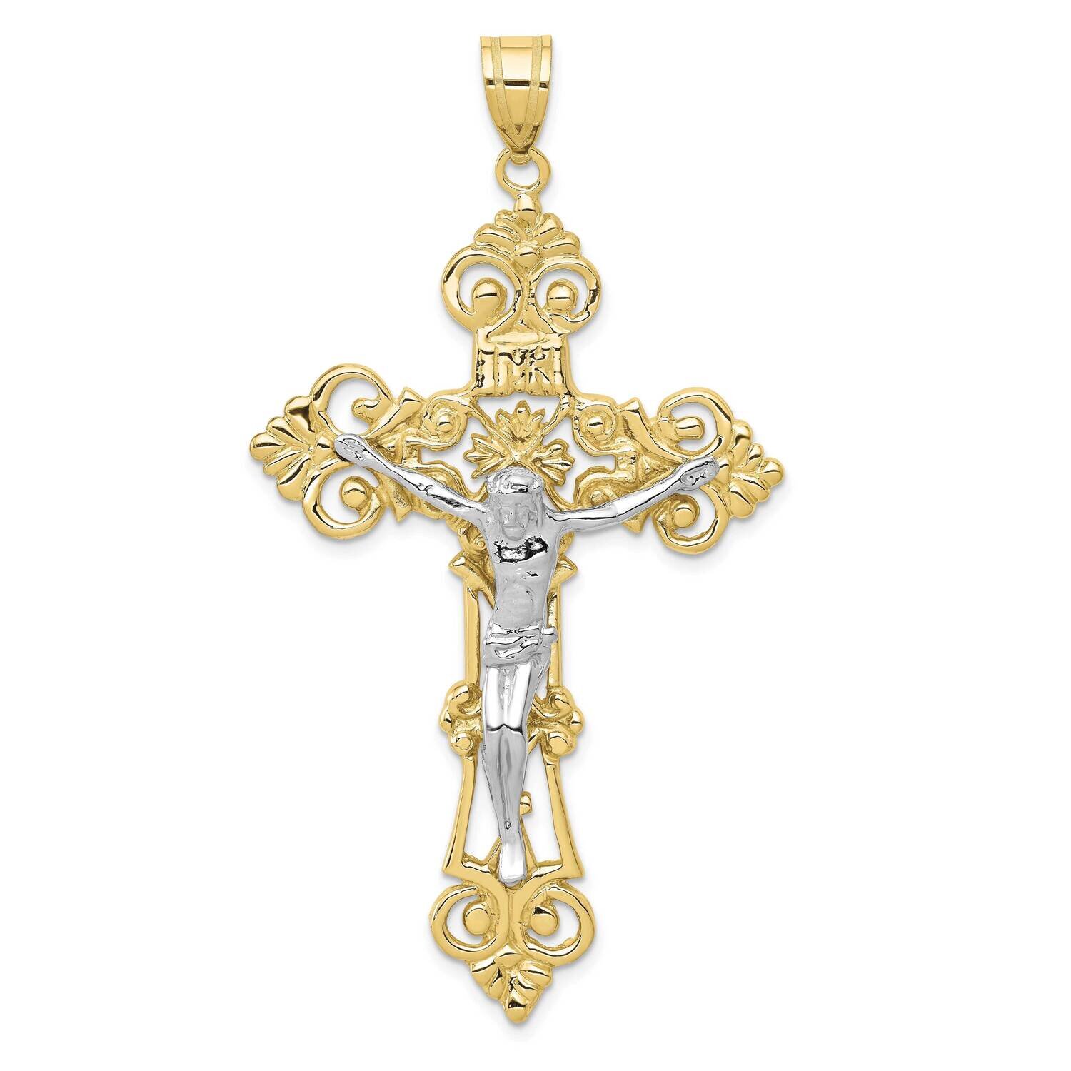 Two-Tone Inri Fleur De Lis Crucifix Pendant 10k Gold 10ZC244, MPN: 10ZC244,