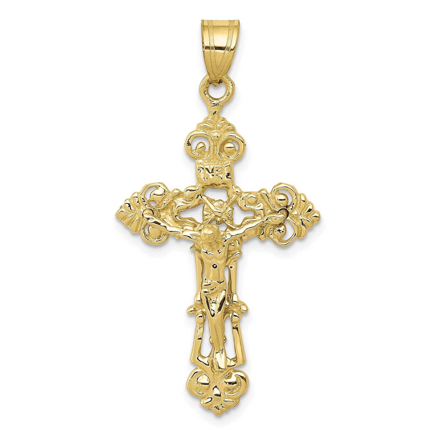 Inri Fleur De Lis Crucifix Pendant 10k Gold 10ZC248, MPN: 10ZC248,