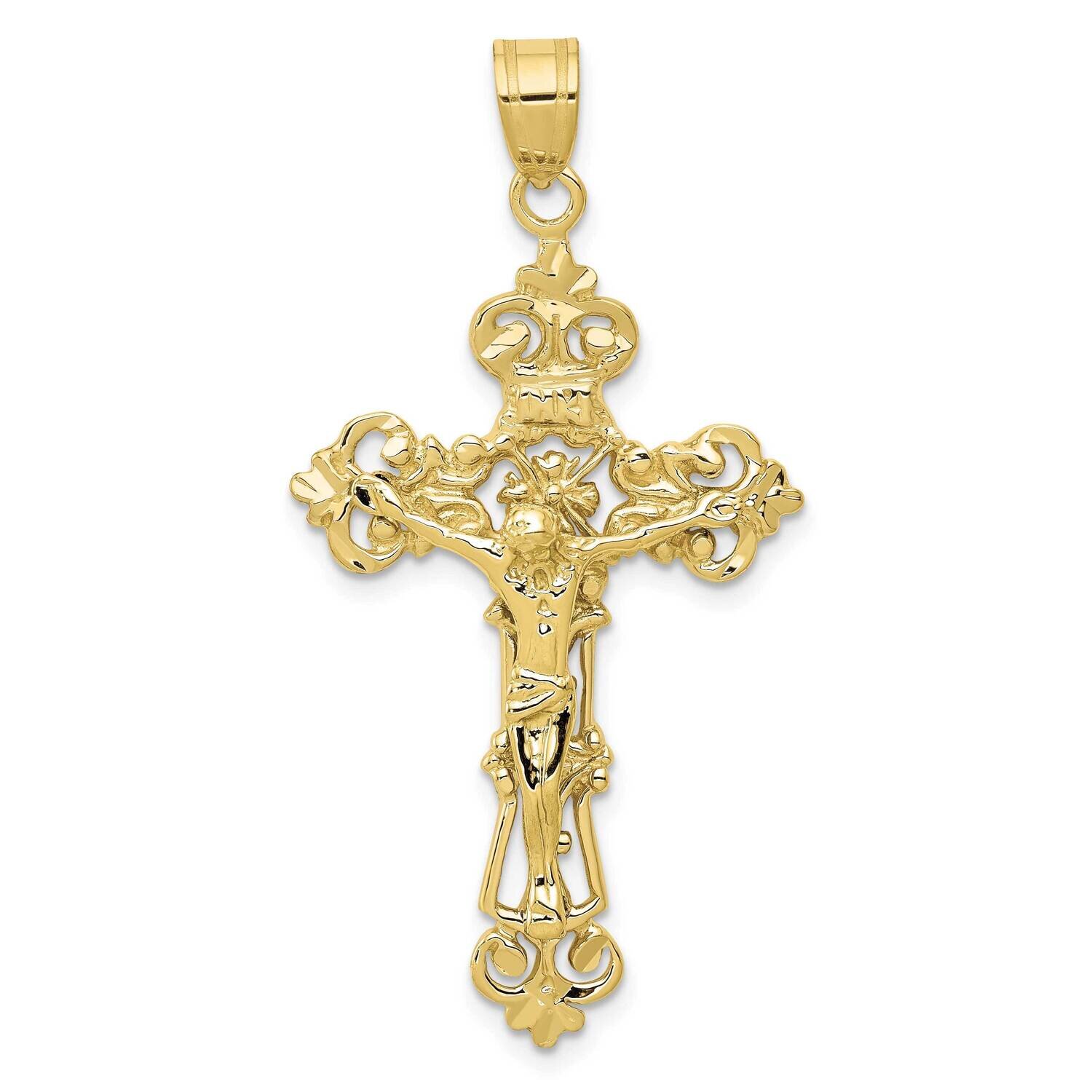 Inri Fleur De Lis Crucifix Pendant 10k Gold 10ZC249