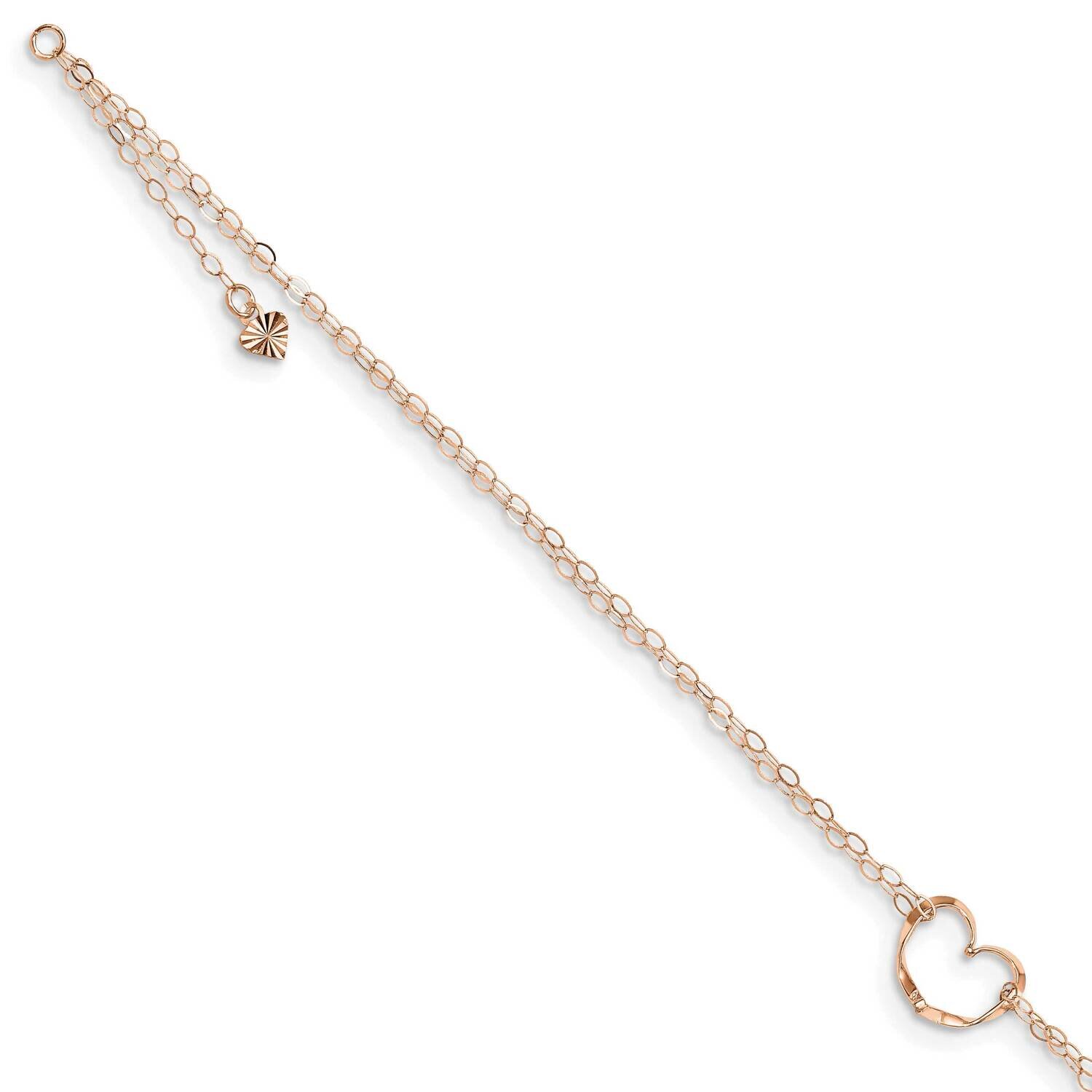 Double Strand Heart 9 Inch Plus 1 Inch Extender Anklet 14k Rose Gold ANK309-9, MPN: ANK309-9, 88395…