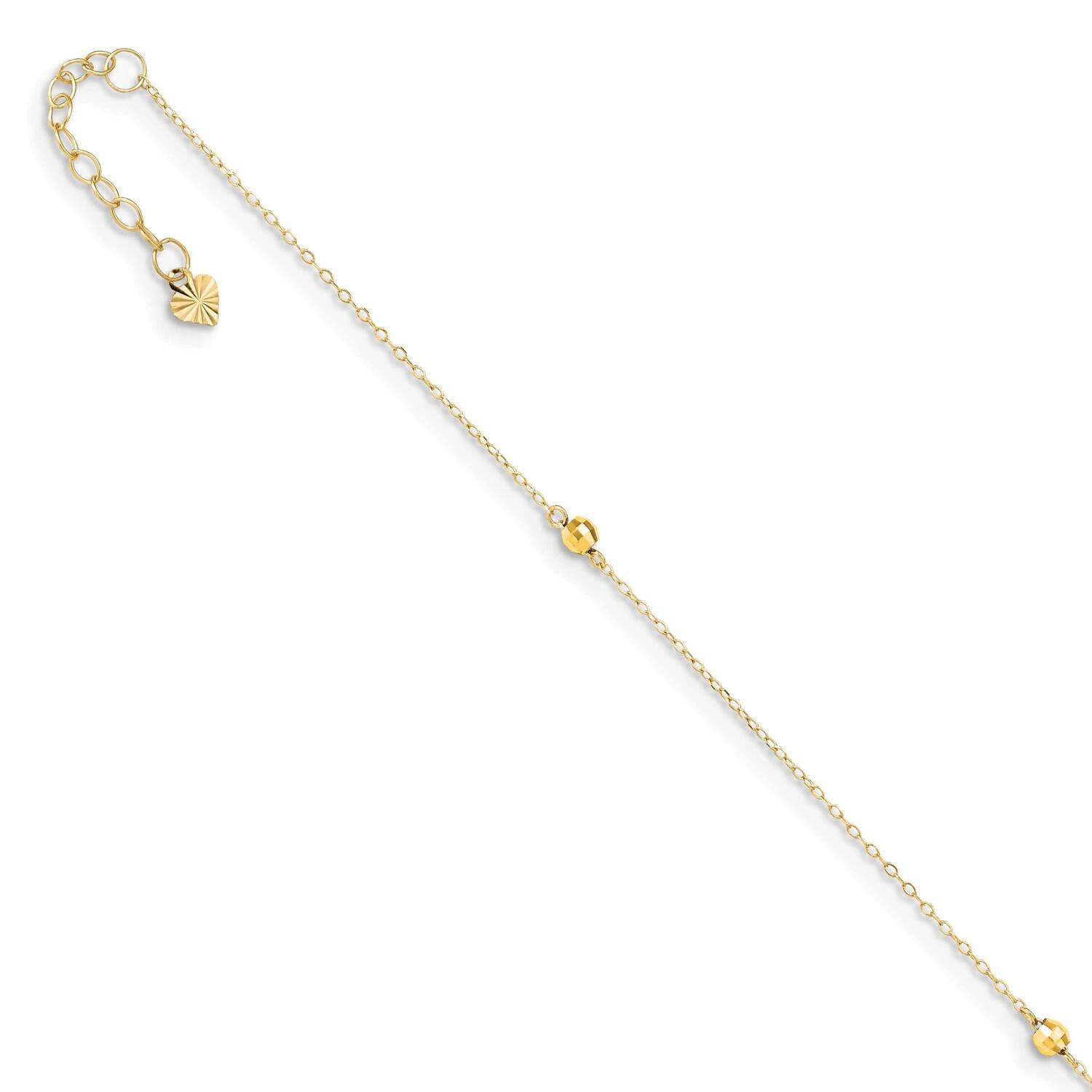 Mirror Beads 9 Inch Plus 1 Inch Extender Anklet 14k Gold ANK326-9