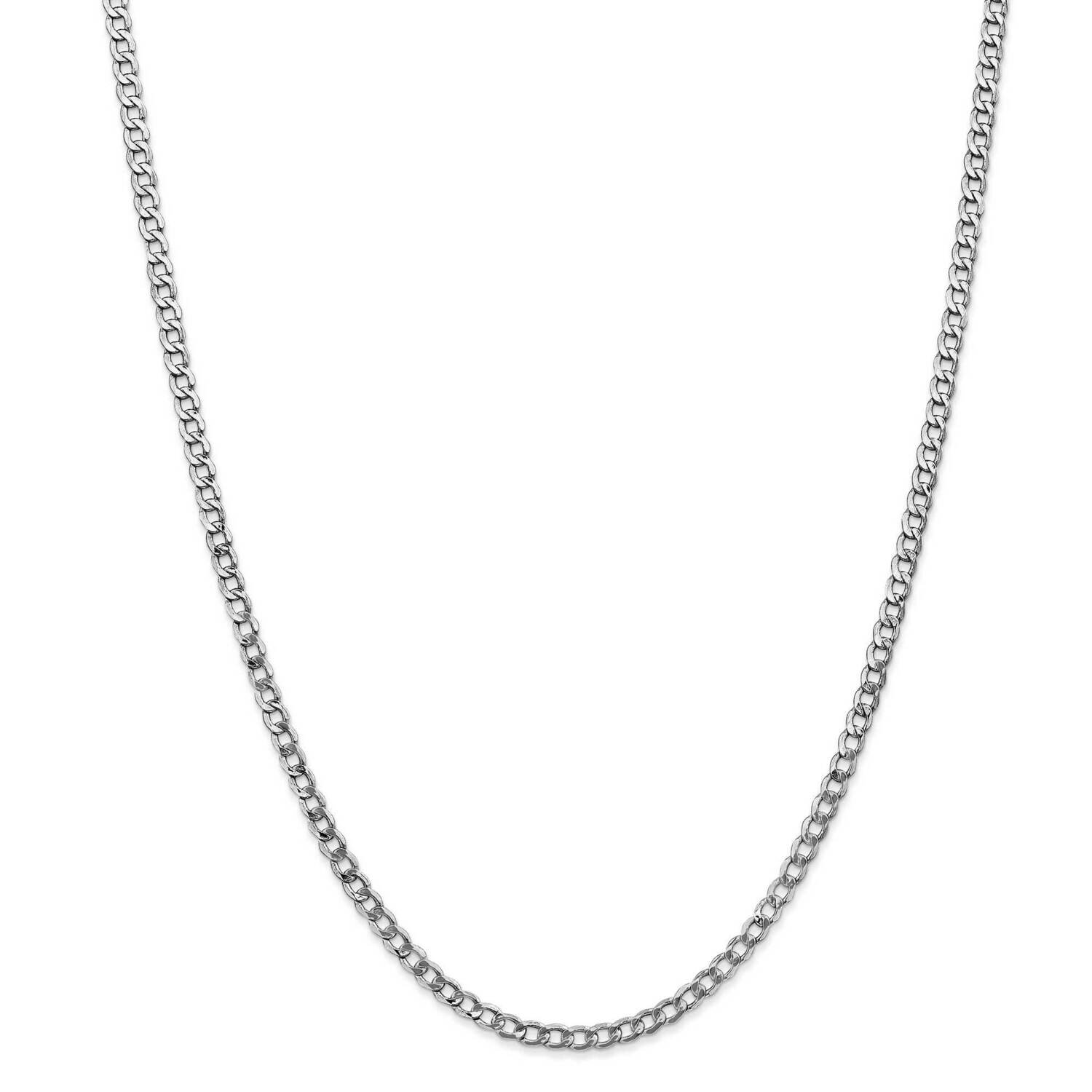 3.35mm Semi-Solid Curb Chain 22 Inch 14k White Gold BC103-22, MPN: BC103-22, 883957169859