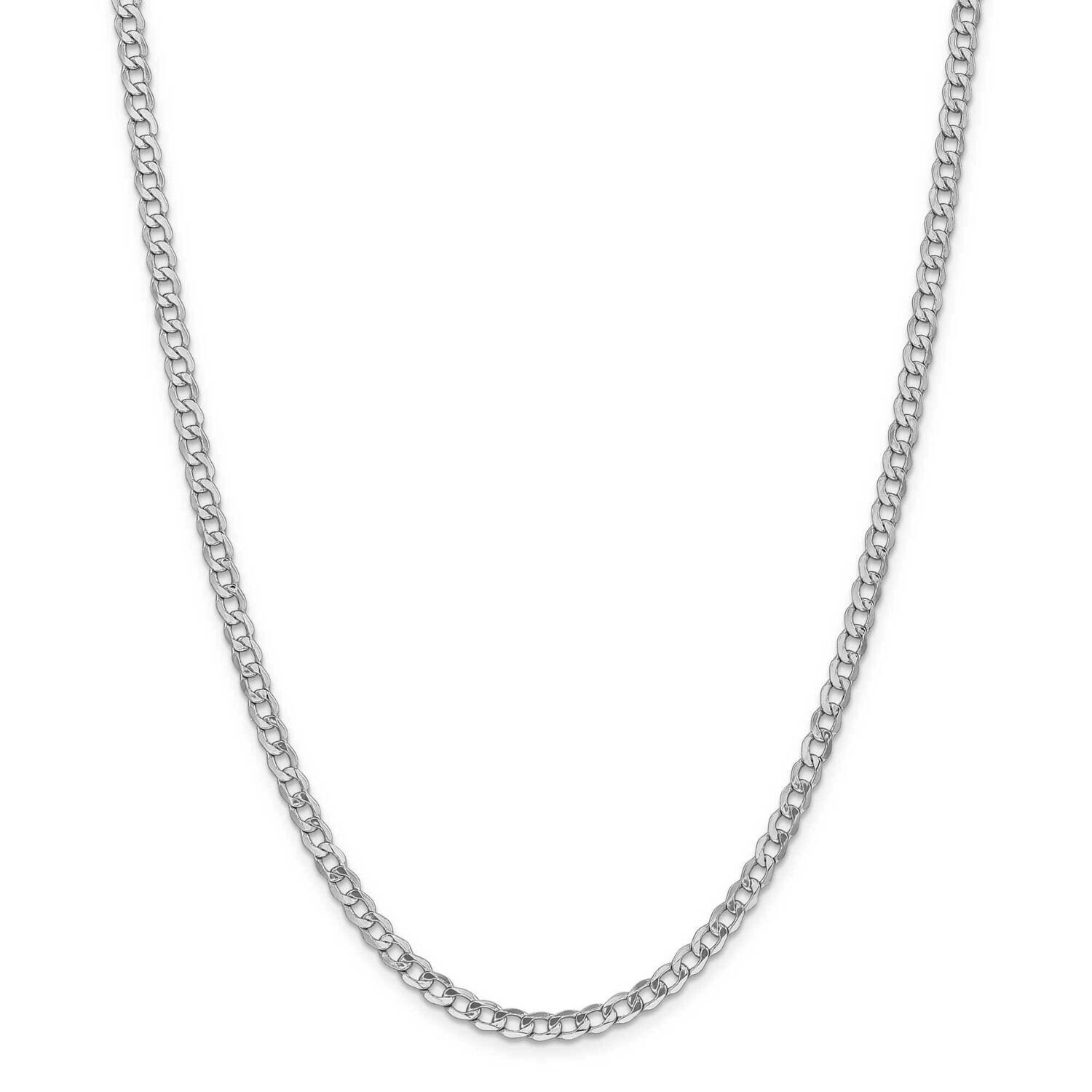 4.3mm Semi-Solid Curb Chain 22 Inch 14k White Gold BC104-22