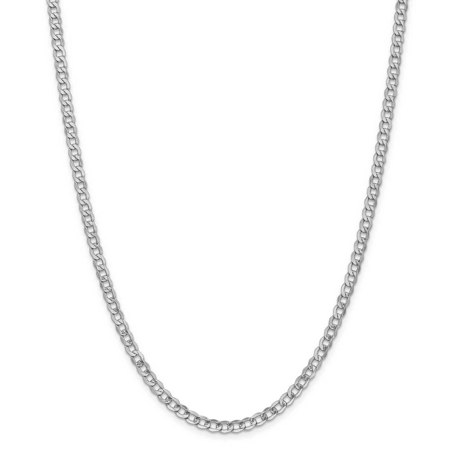 4.3mm Semi-Solid Curb Chain 26 Inch 14k White Gold BC104-26, MPN: BC104-26, 883957170107