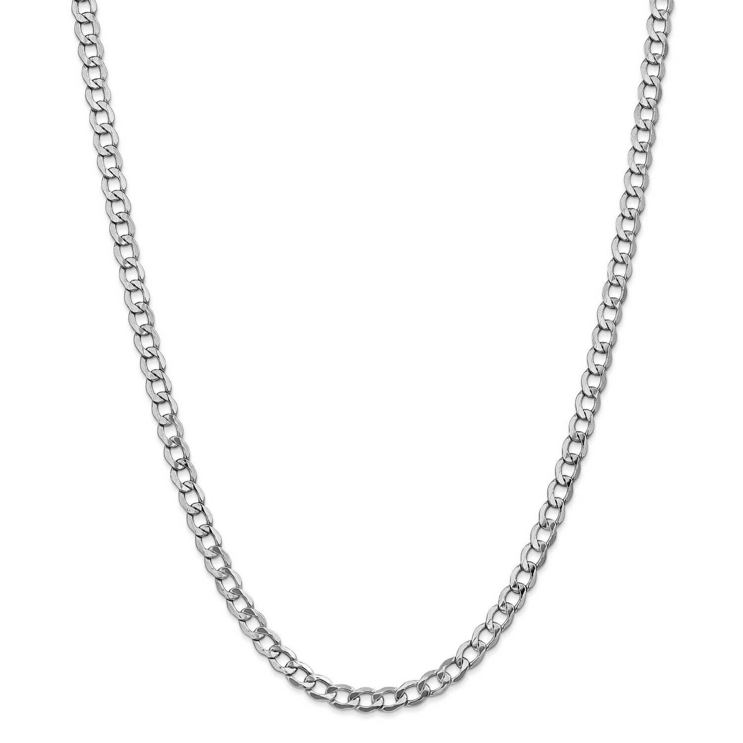 5.25mm Semi-Solid Curb Chain 26 Inch 14k White Gold BC105-26, MPN: BC105-26, 883957170183