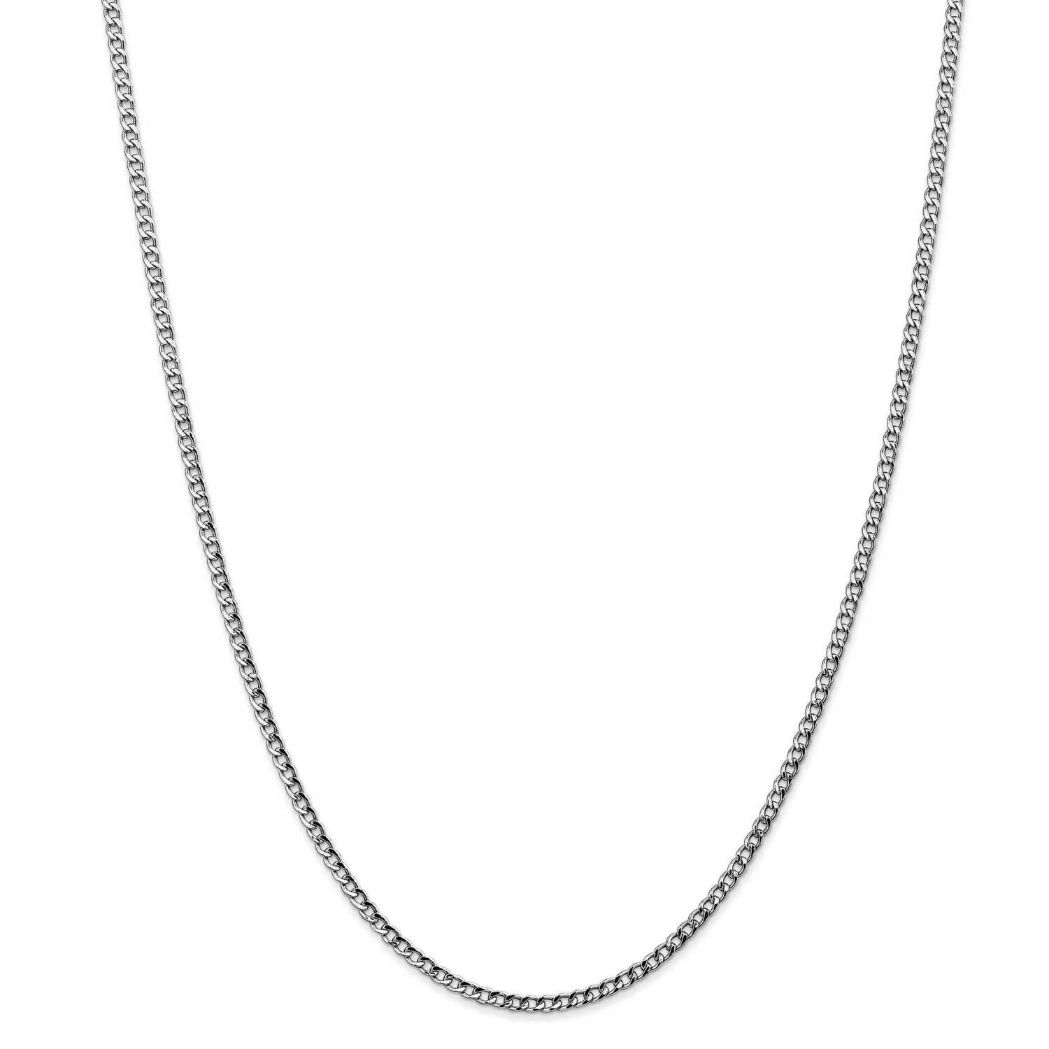 2.5mm Semi-Solid Curb Chain 22 Inch 14k White Gold BC123-22, MPN: BC123-22, 883957169095