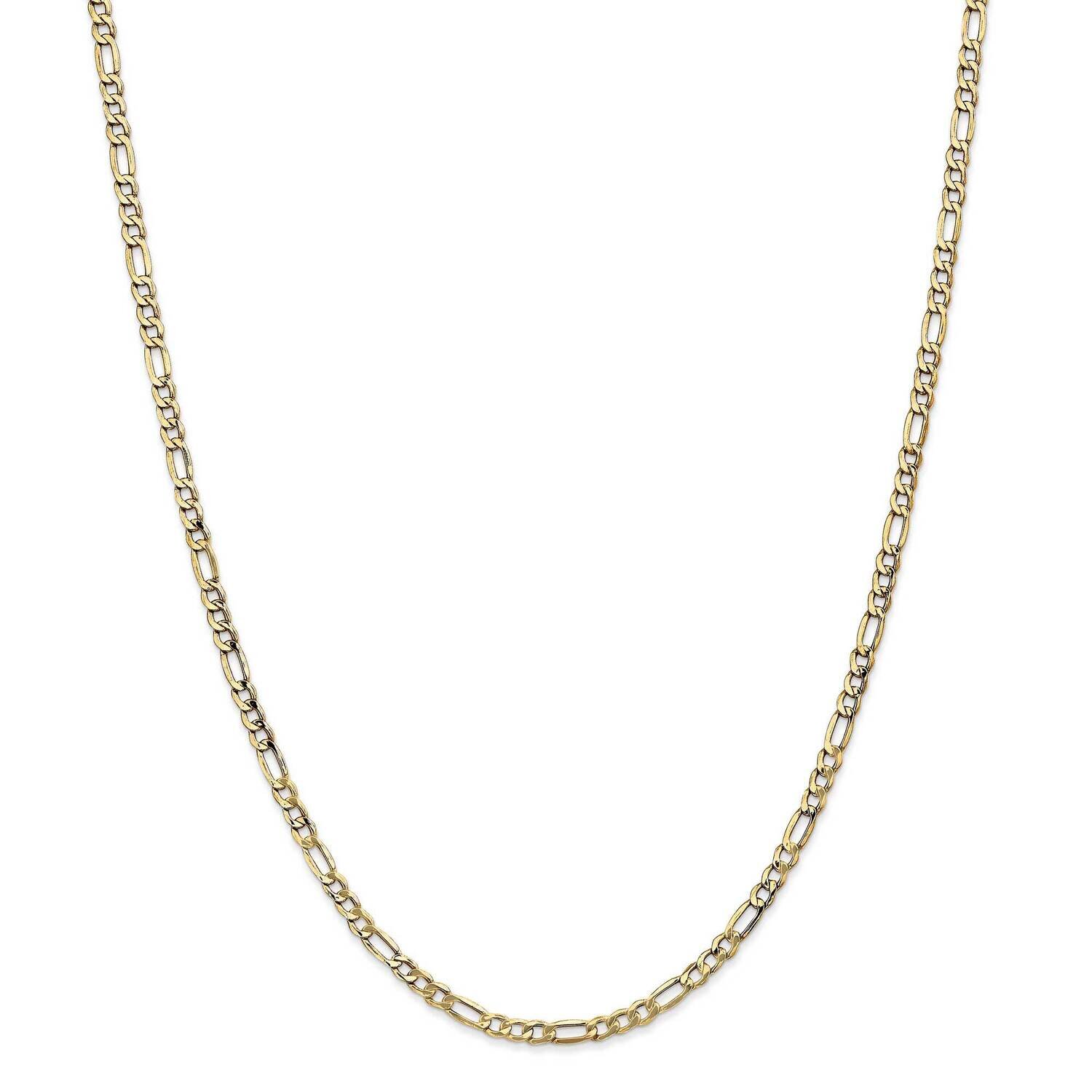 3.5mm Semi-Solid Figaro Chain 30 Inch 14k Gold BC93-30, MPN: BC93-30, 883957170886