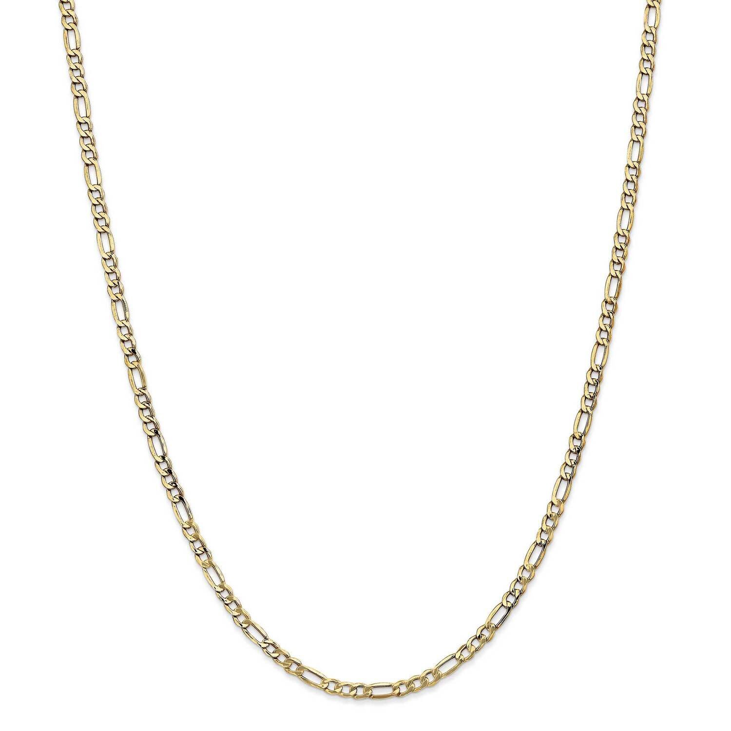 3.5mm Semi-Solid Figaro Chain 30 Inch 14k Gold BC93-30