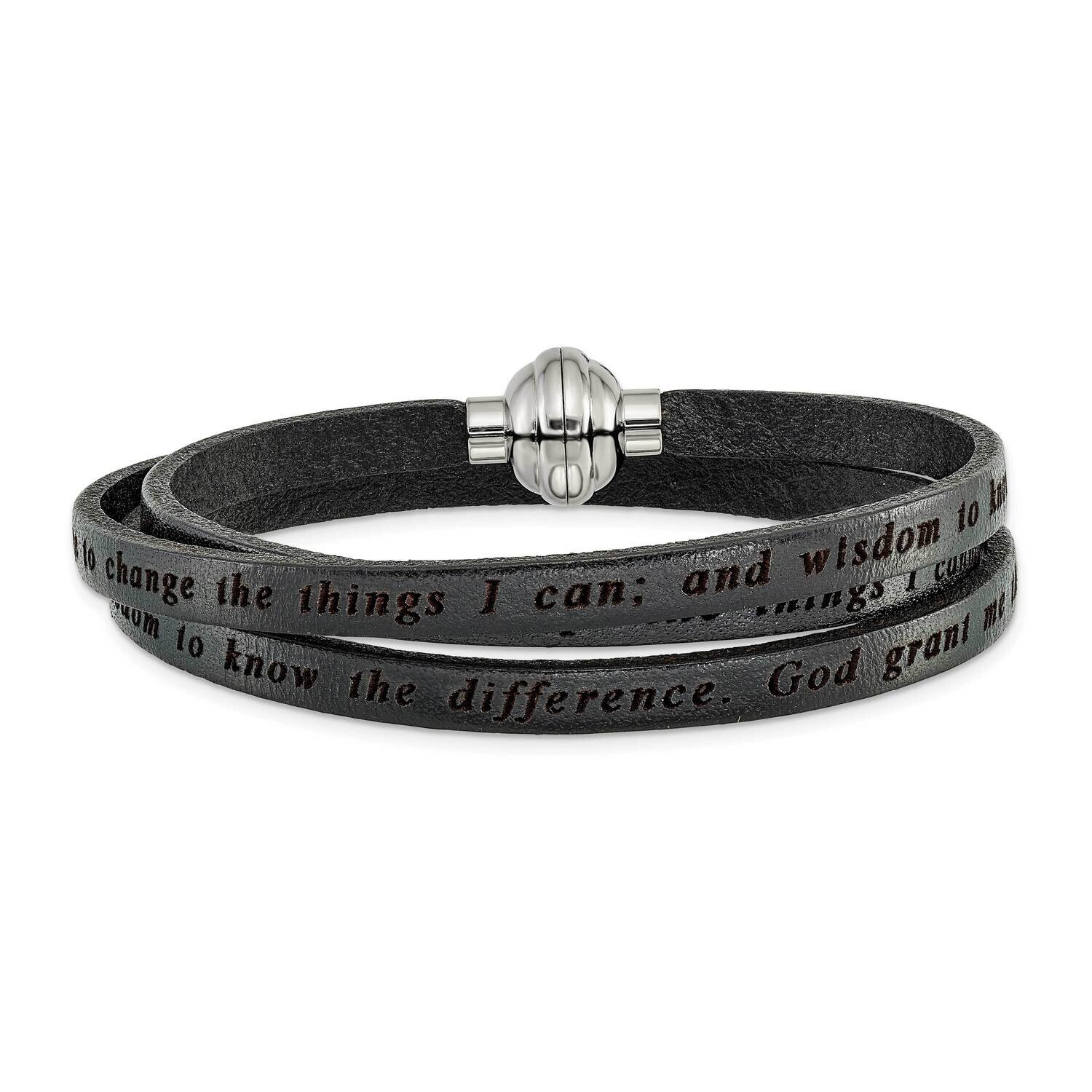 Lord&#39;s Prayer Black Leather Wrap Bracelet Stainless Steel BF3229-LG, MPN: BF3229-LG, 883957331133