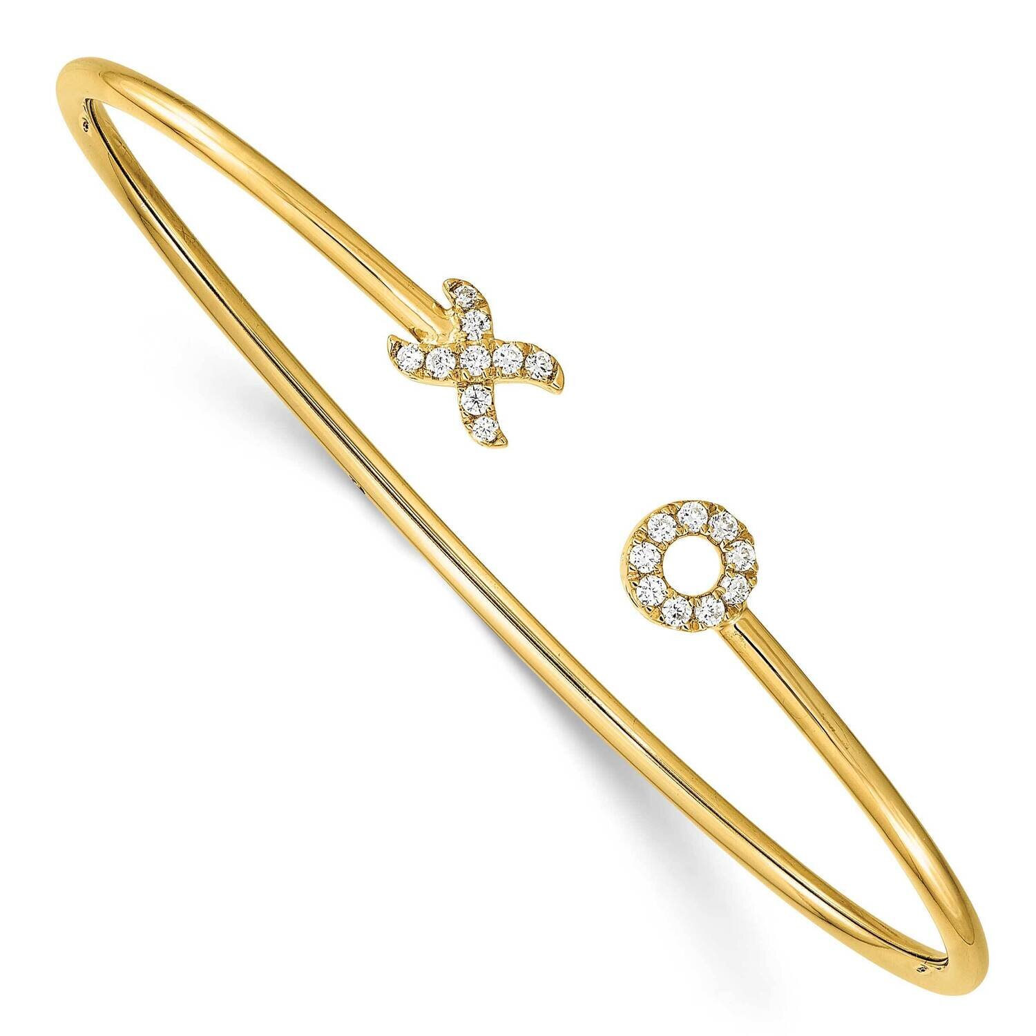 Diamond x &amp; O Cuff Bangle 14k Gold BM8404-020-YA, MPN: BM8404-020-YA, 191101010293