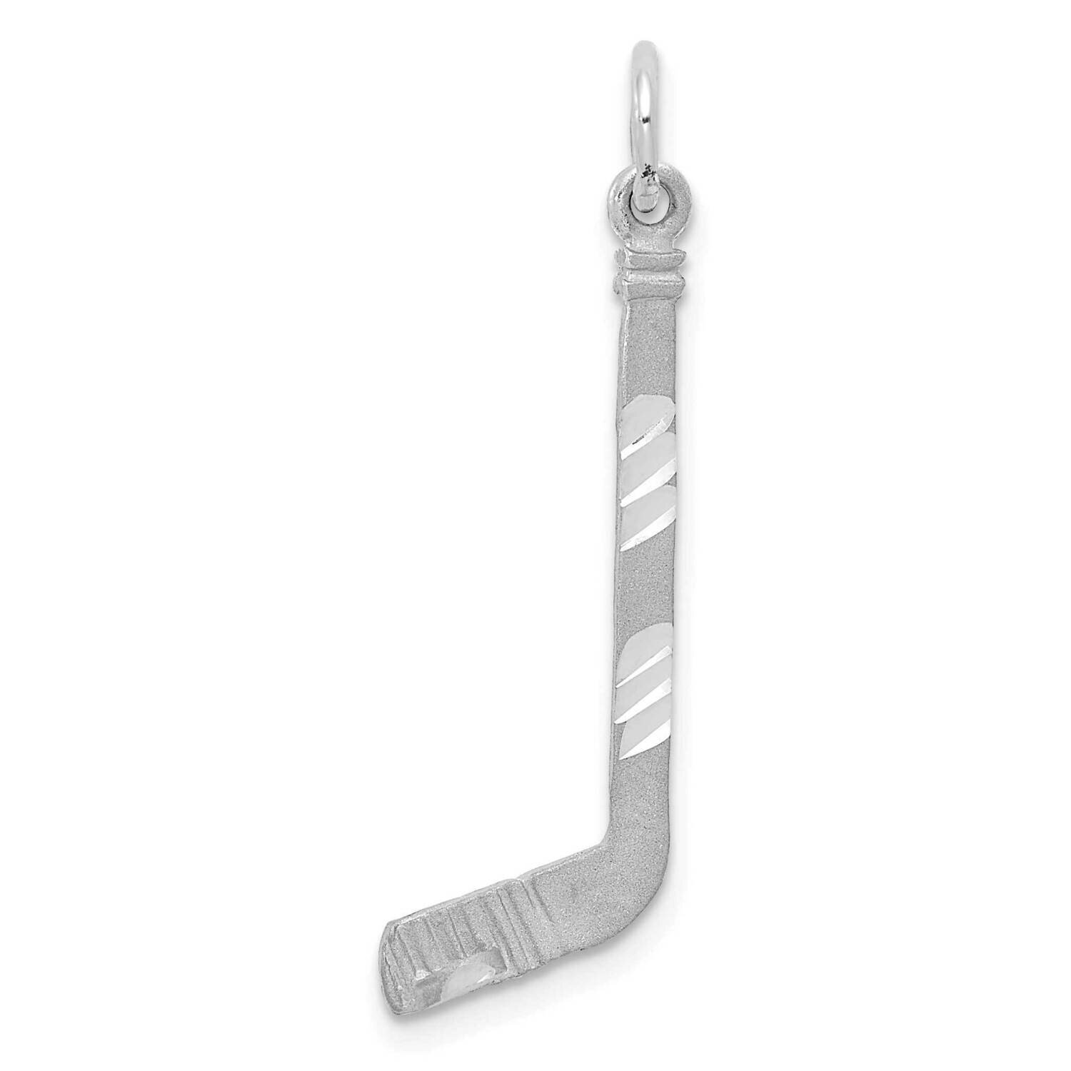 Satin Diamond-Cut Hockey Stick Charm 14k White Gold C1232W