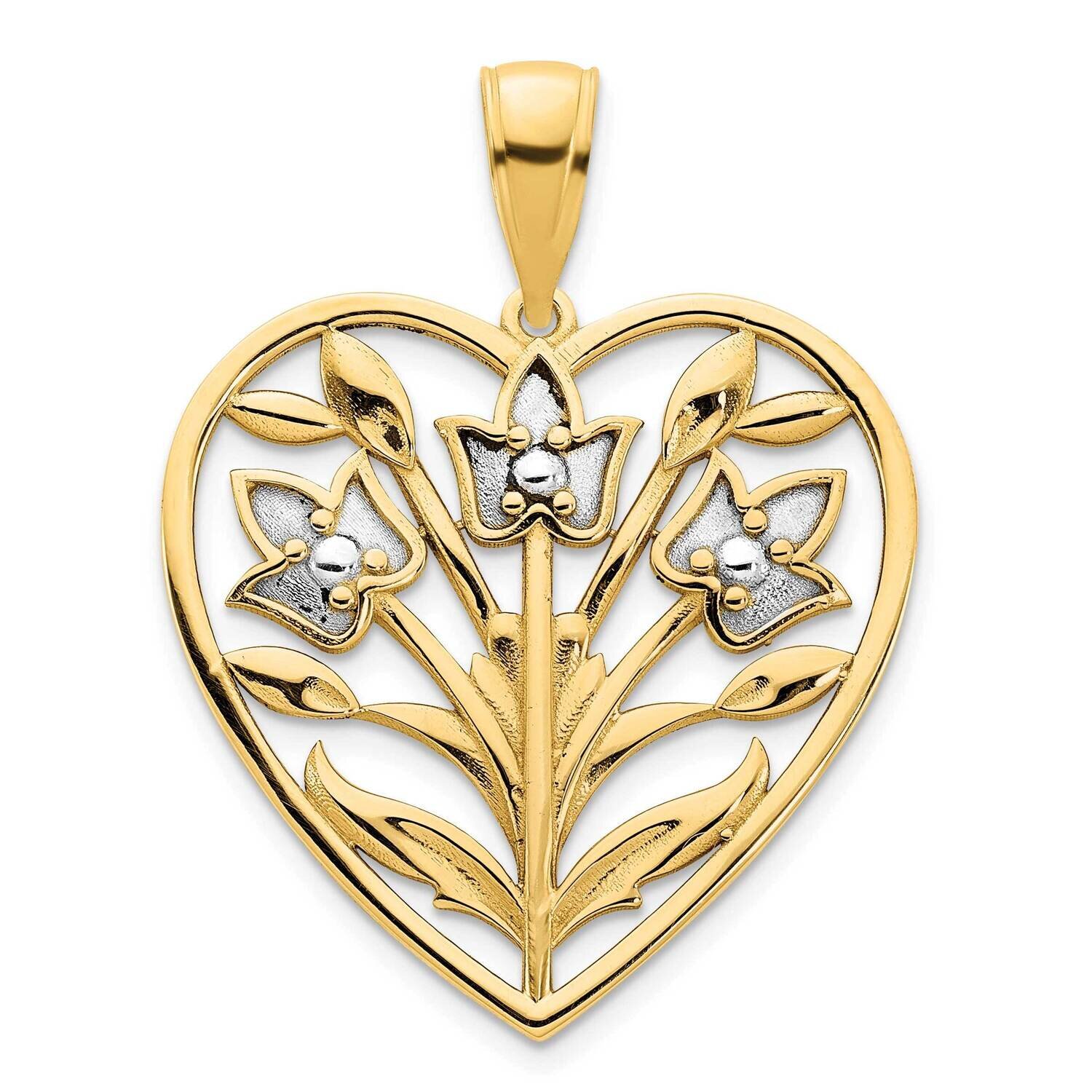 White Rhodium Fancy Heart Pendant 14k Gold D5038, MPN: D5038,