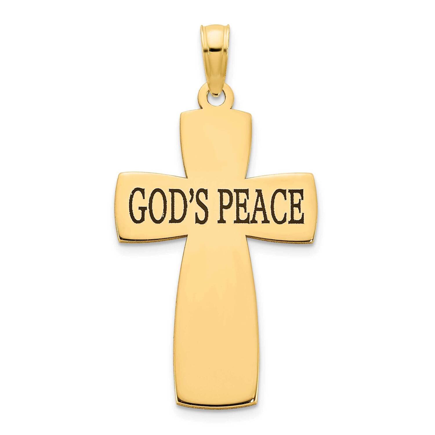 Epoxy God's Peace Cross Pendant 14k Gold Polished D5049