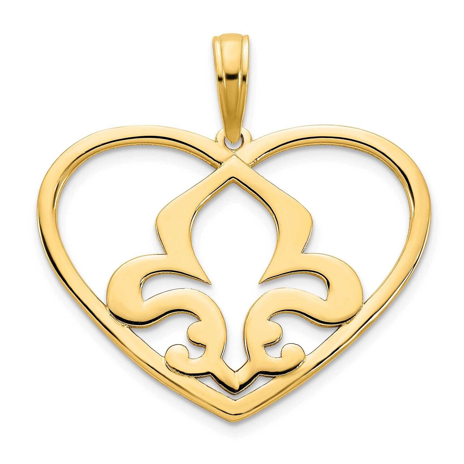 Heart Fleur De Lis Pendant 14k Gold D5072, MPN: D5072, 196904082461