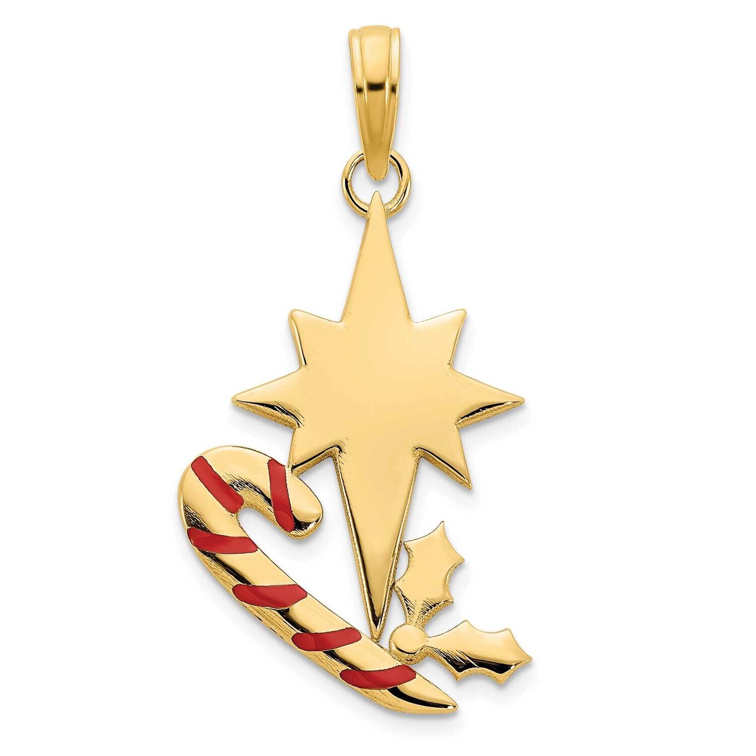 Epoxy Candy Cane and North Star Pendant 14k Gold D5103, MPN: D5103,