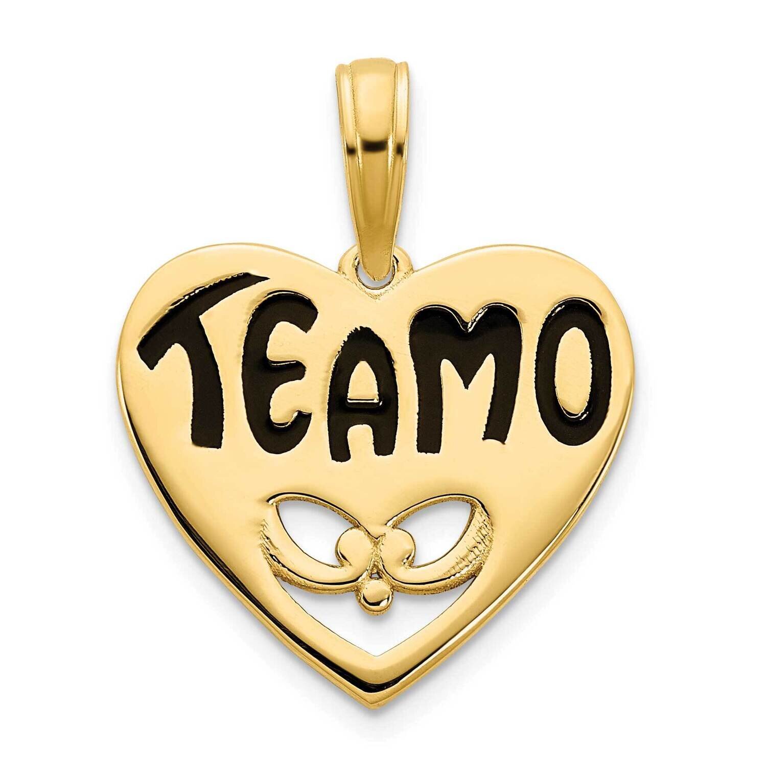 Epoxy Te Amo Heart Charm 14k Gold D5104
