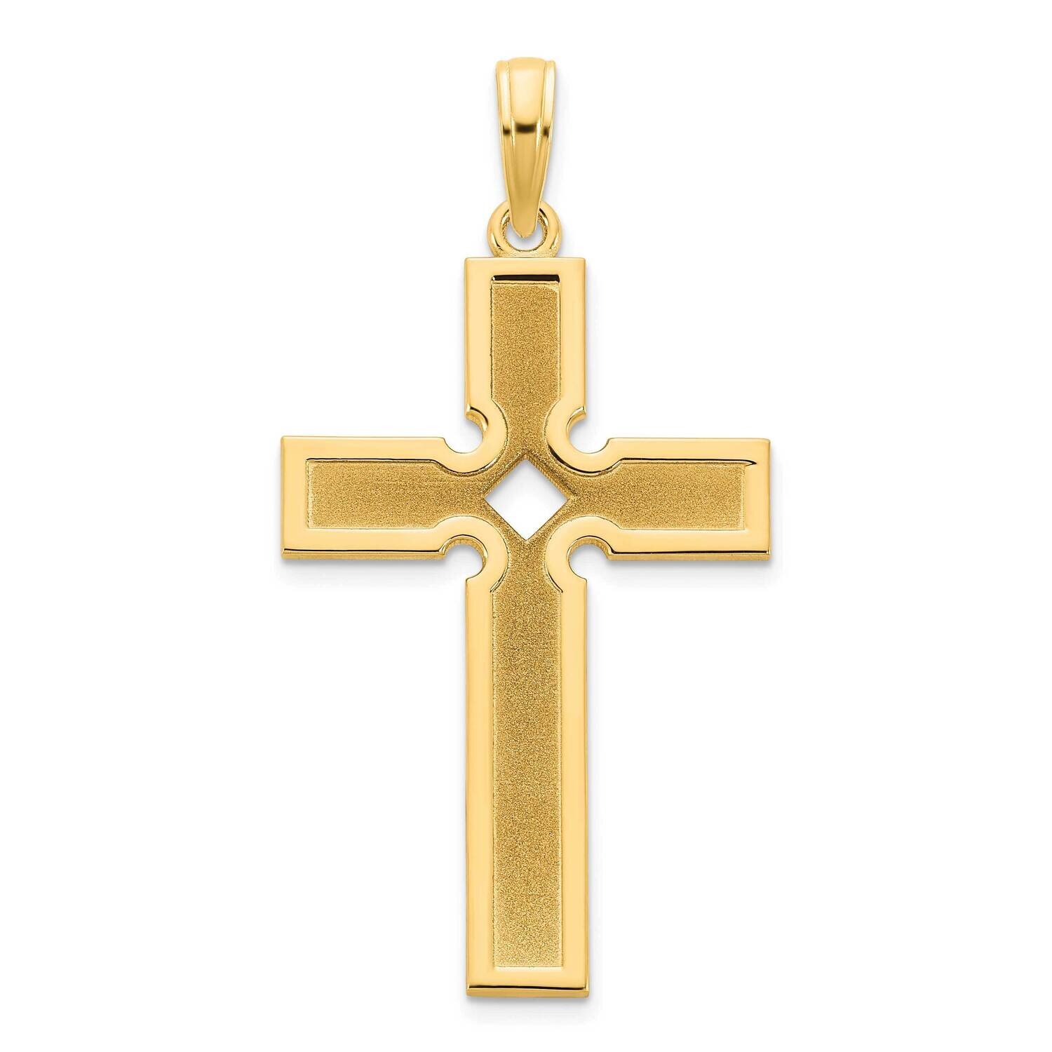 Satin Cross Pendant 14k Gold Polished D5226