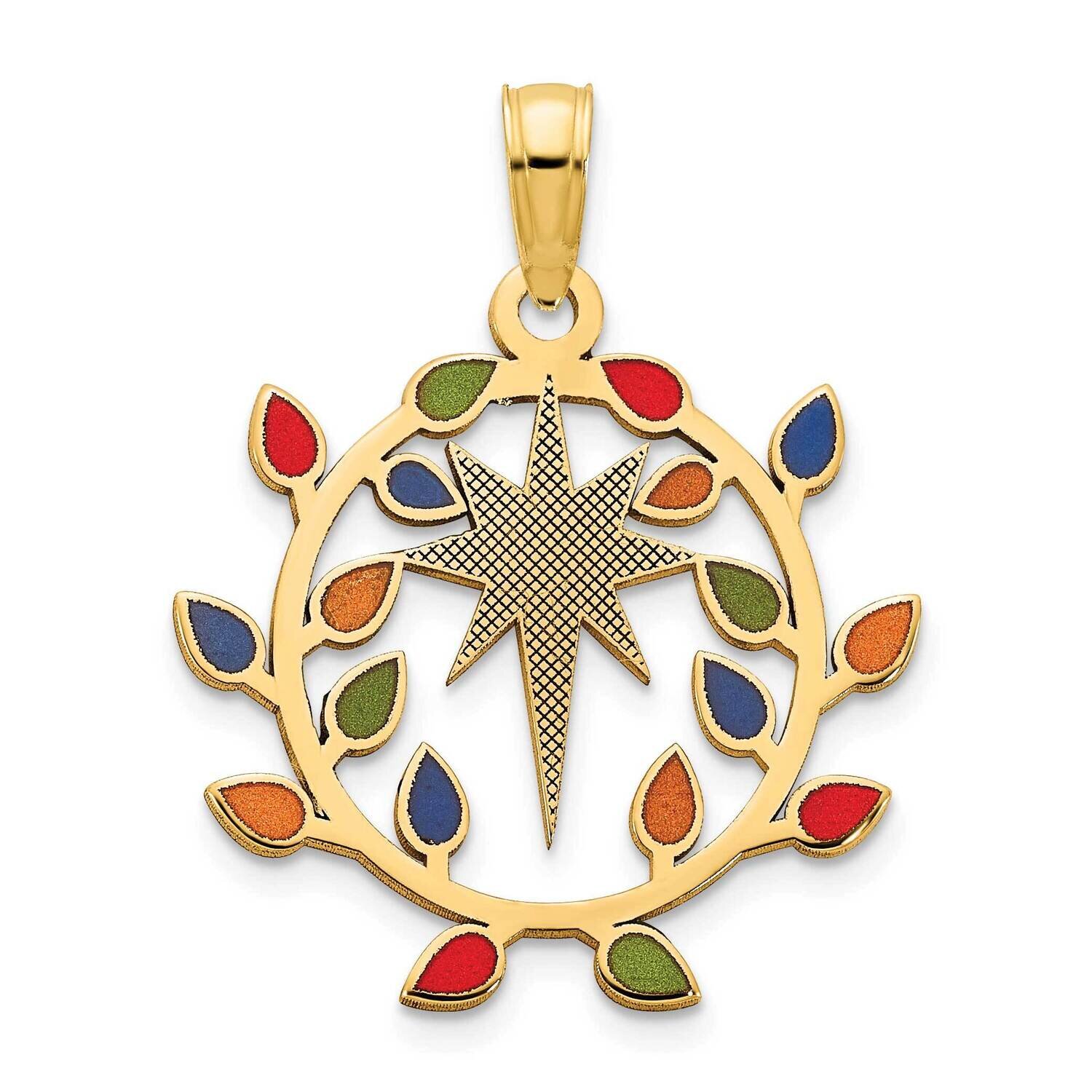 Epoxy Christmas Lights and North Star Pendant 14k Gold D5257