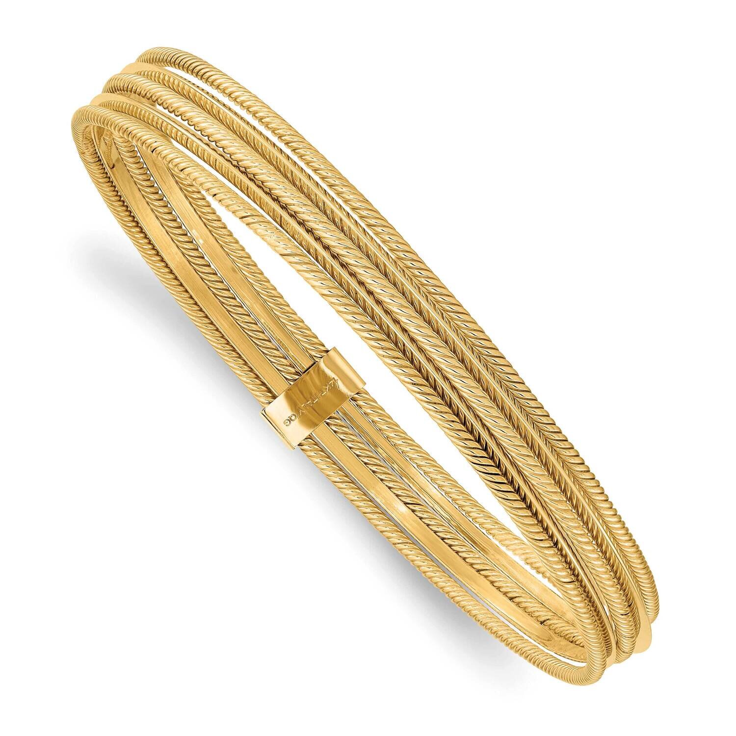 Textured Multi Bracelet Bangle 14k Gold Polished DB705