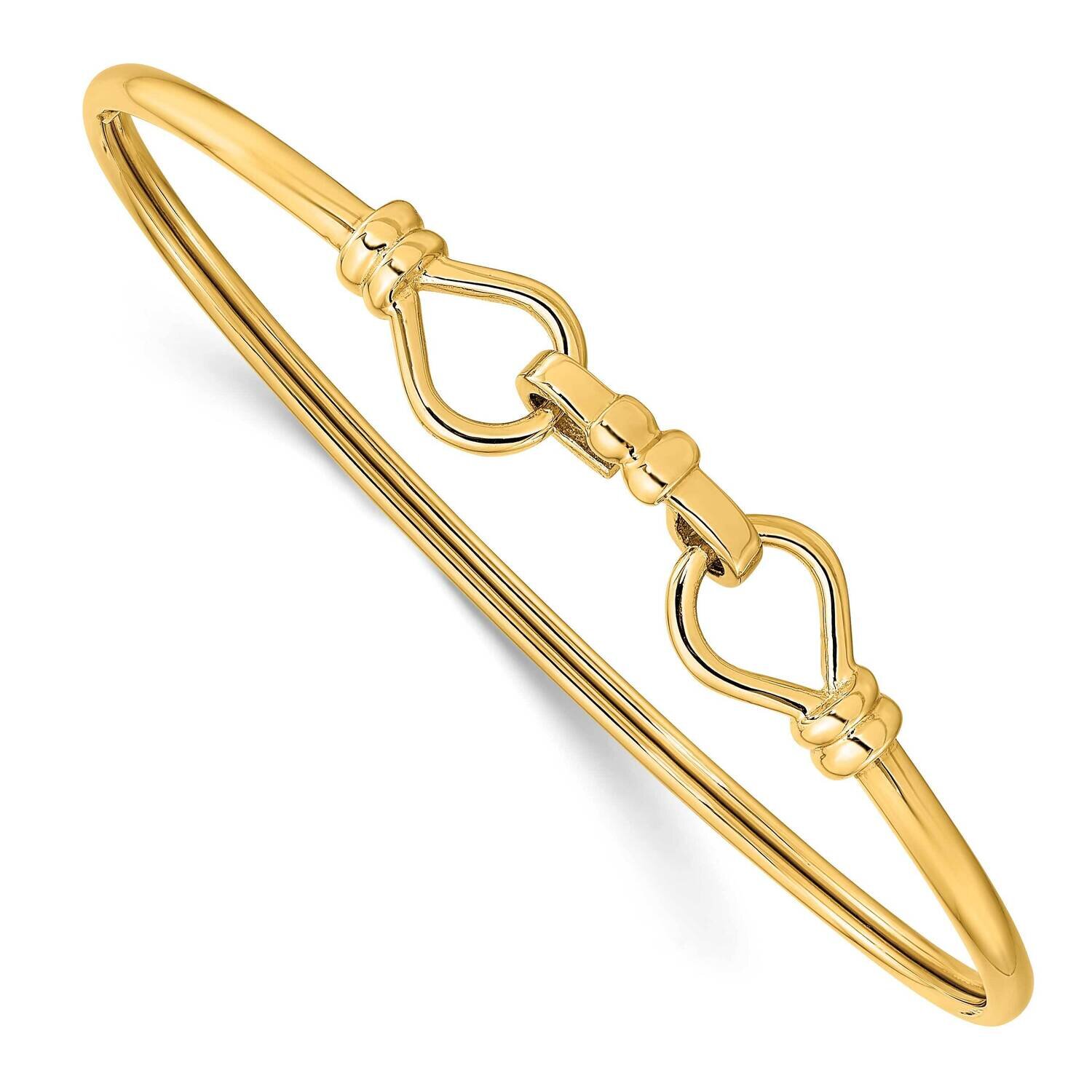 Fancy Flexible Hook Bangle 14k Gold Polished DB708