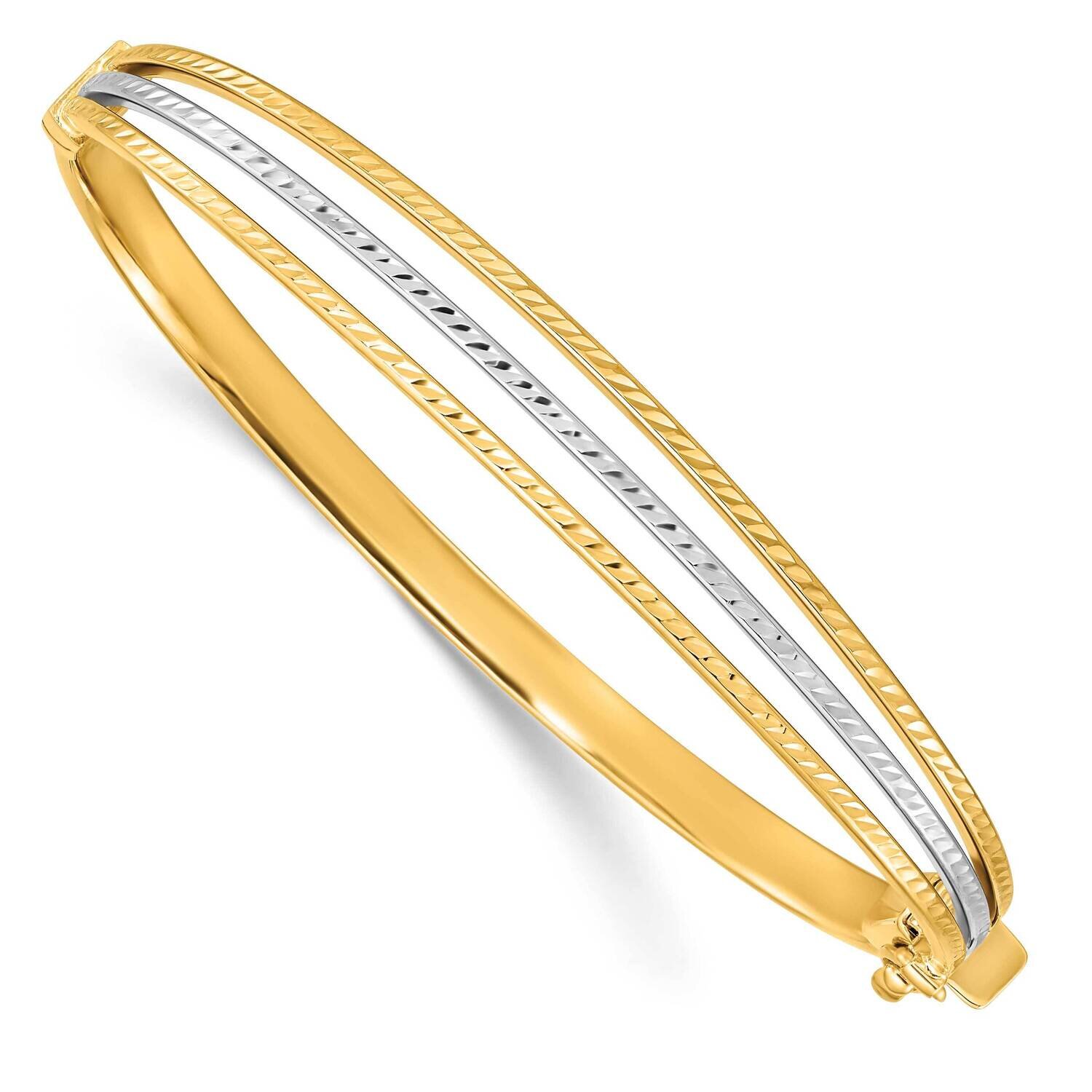 4-6.5mm Polished Diamond-Cut Hinged Bangle 14k Two-Tone Gold DB711, MPN: DB711, 191101562679