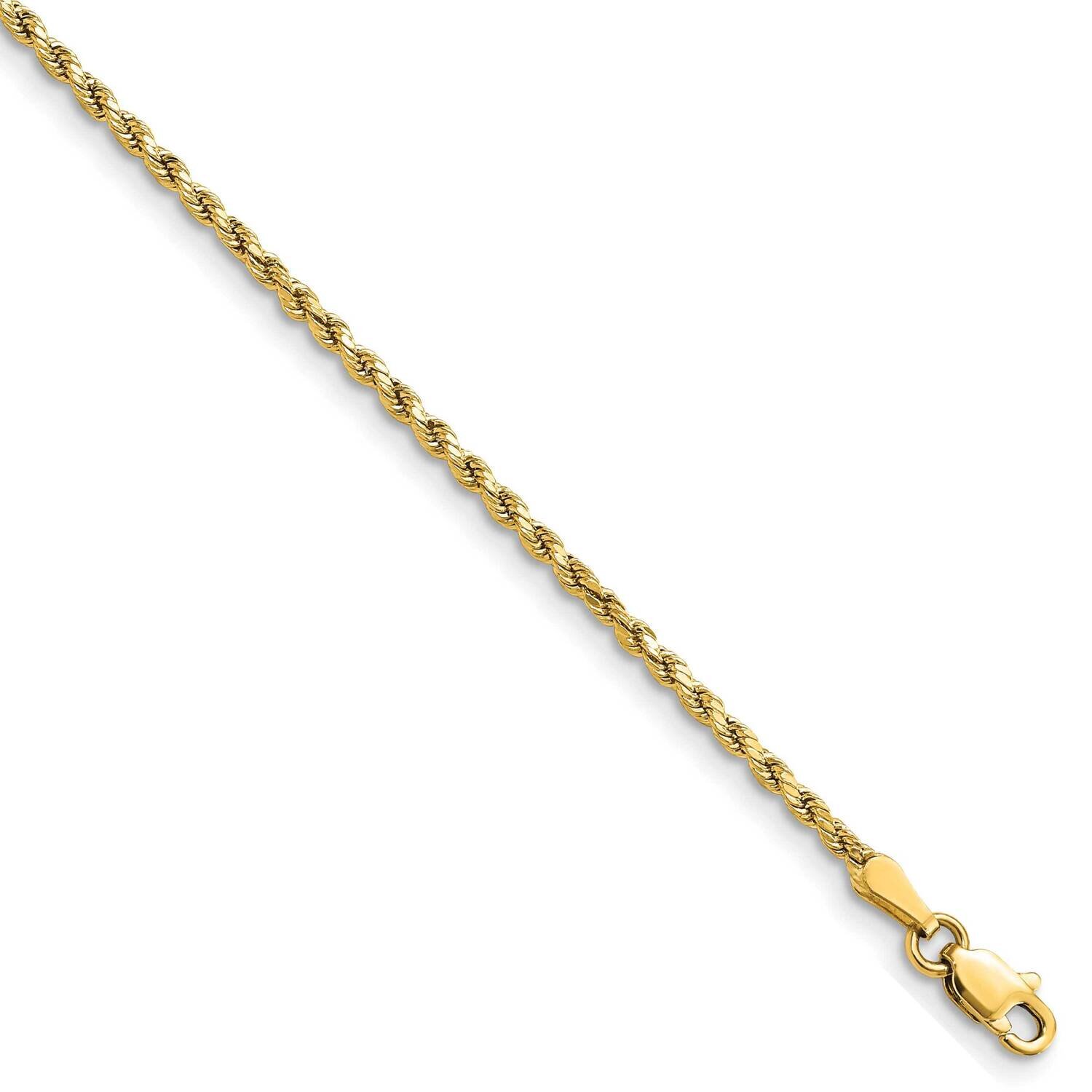 2mm Semi-Solid Diamond-Cut Rope Chain 20 Inch 14k Gold DH014-20