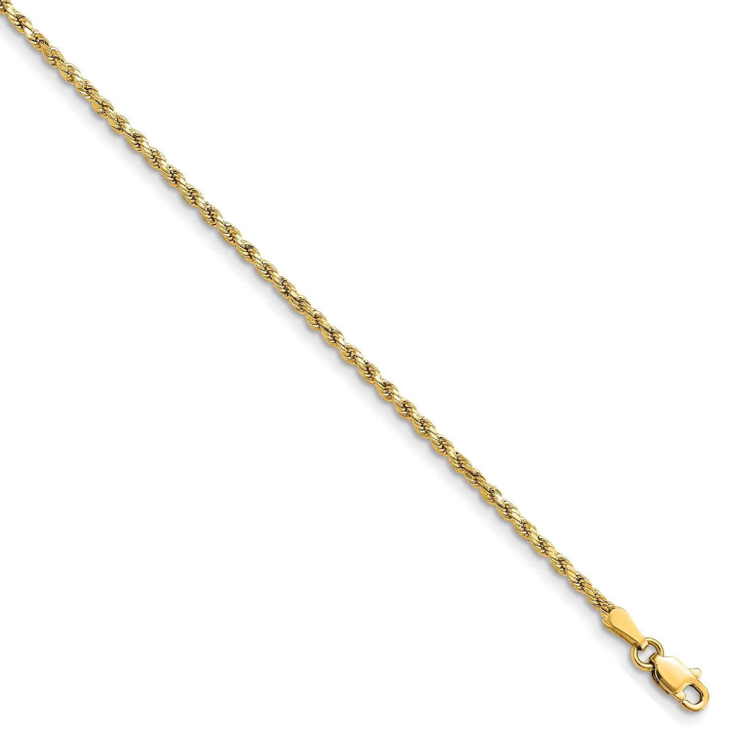 2mm Semi-Solid Diamond-Cut Rope Chain 7 Inch 14k Gold DH014-7